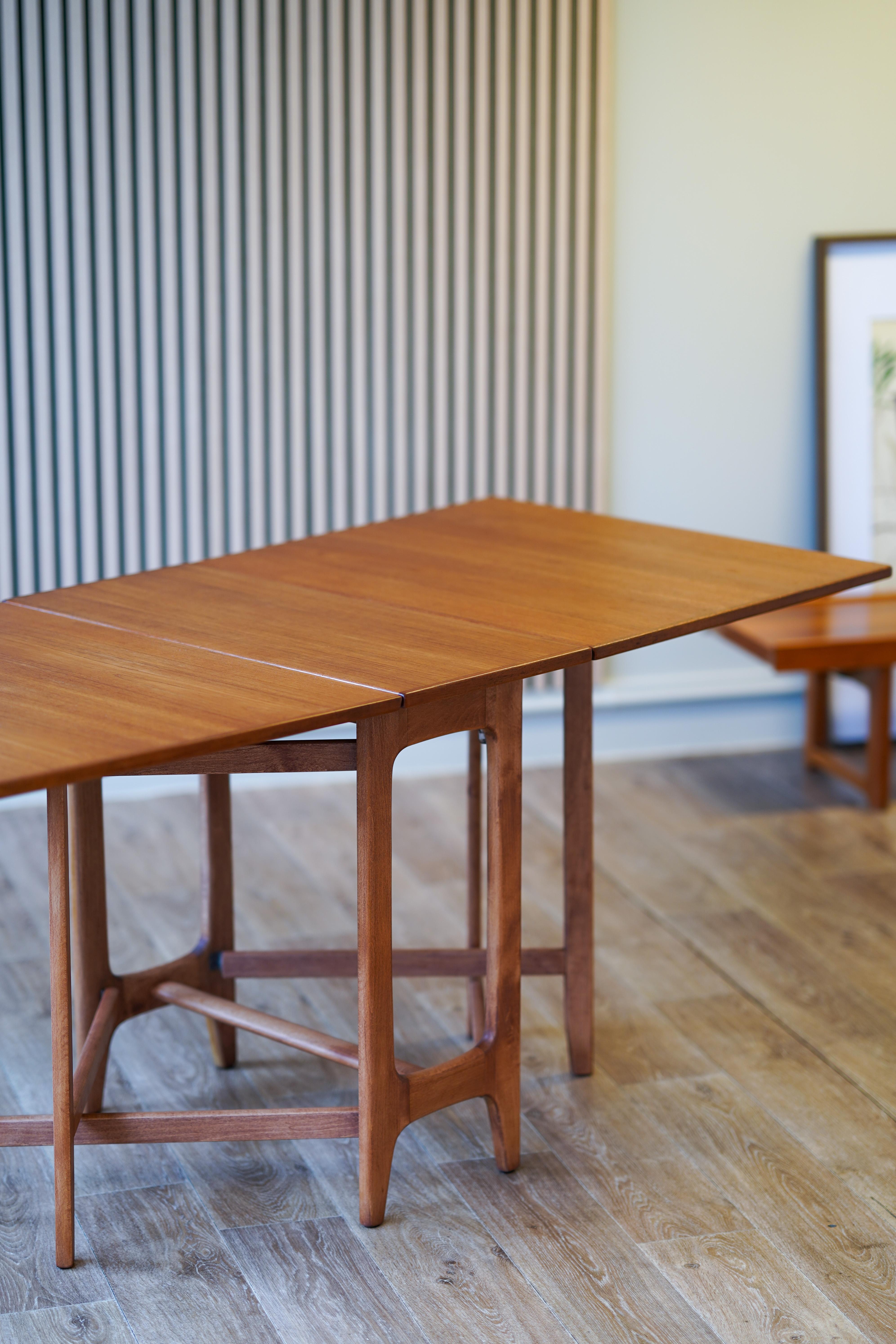 Mid-20th Century Mid Century Bendt Winge Drop-Leaf Dining Table Nr 4 in teak, Norway