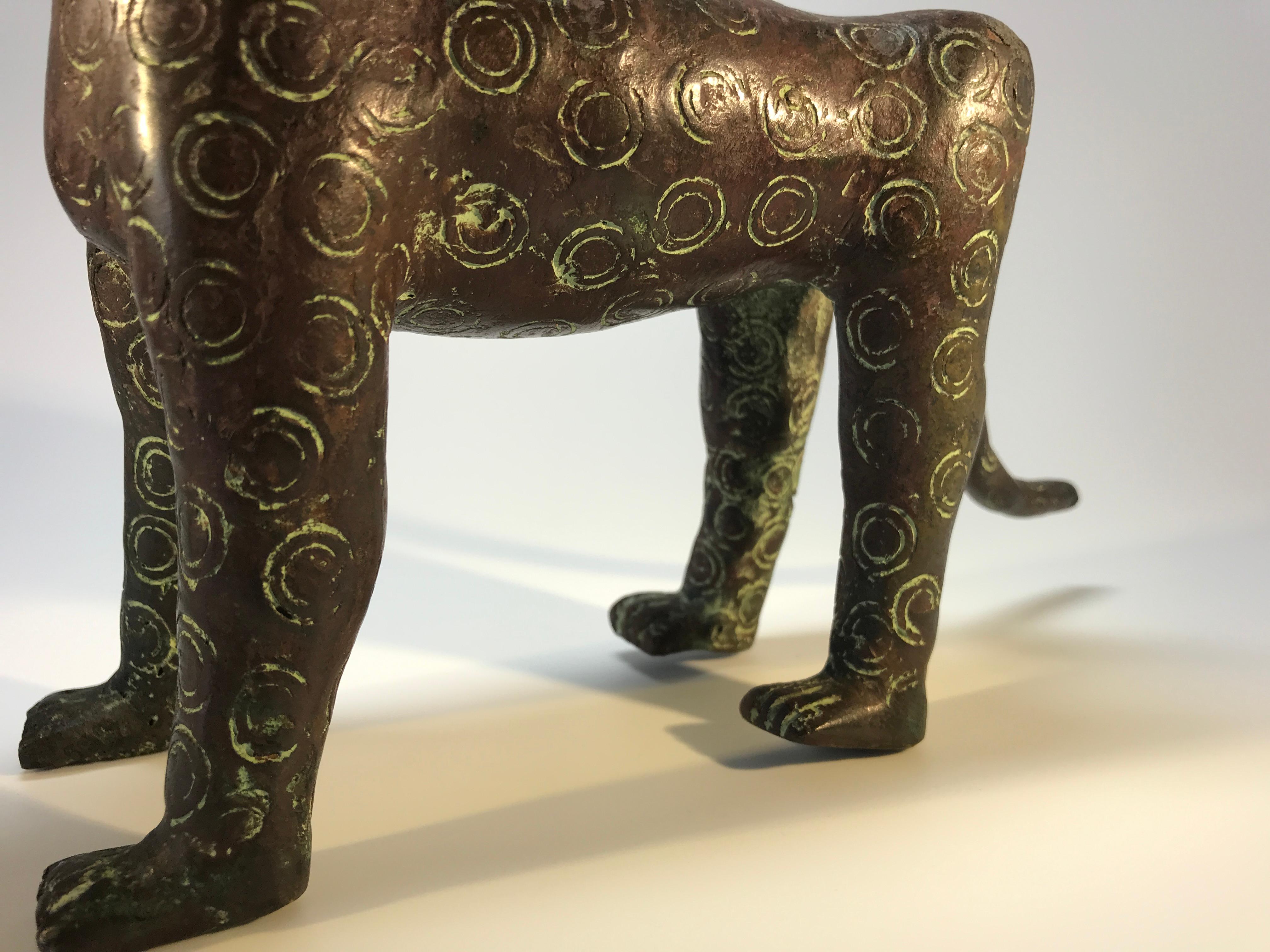 Midcentury Benin Lost Wax Bronze Leopard 1970s African Sculpture 2