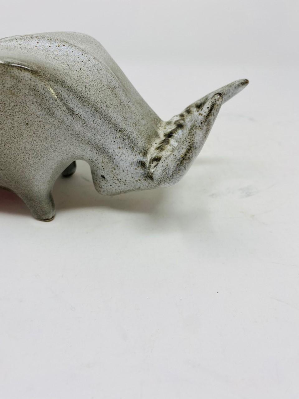 Hand-Crafted Midcentury Bennington Pottery Bull Sculpture by Yusuke Aida