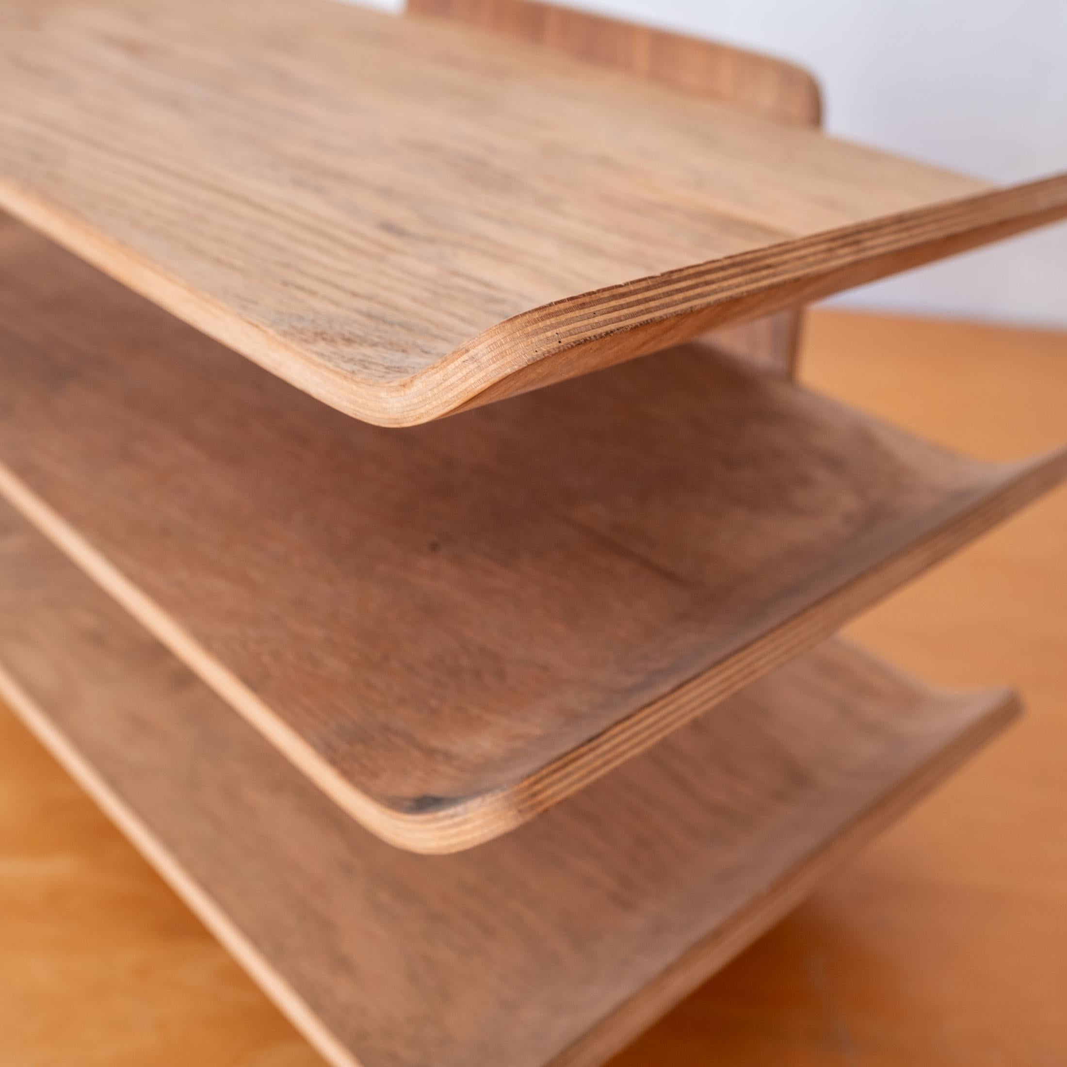 20th Century Mid Century Bent Plywood Multi Level Letter Paper Desk Tray