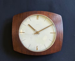 Mid-Century Bent Teak Clock, 1970s, Kienzle, Western Germany