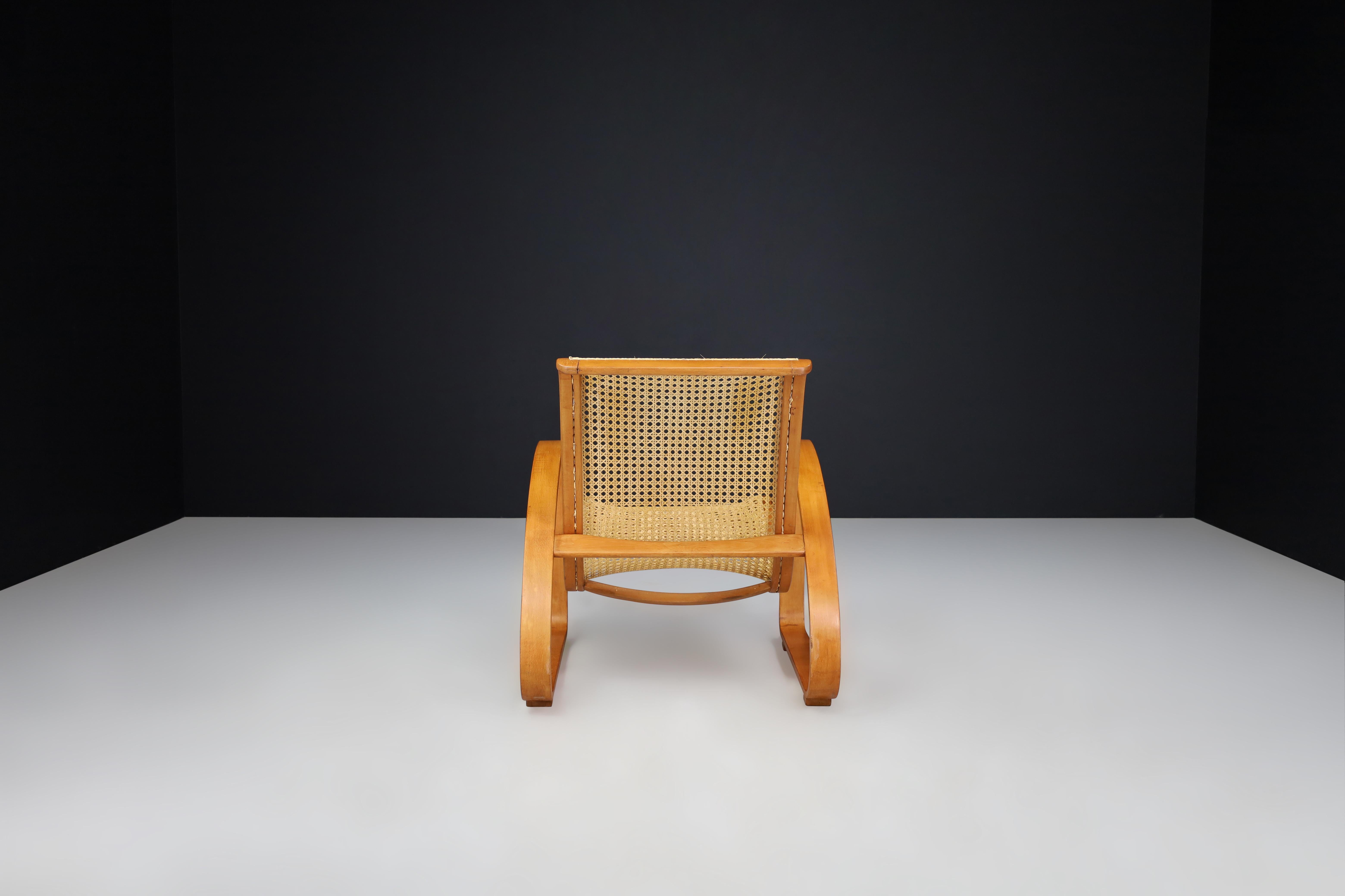 Mid-Century Bentwood and Cane Lounge Chair by Ditta Porino, Italy, 1960s For Sale 1
