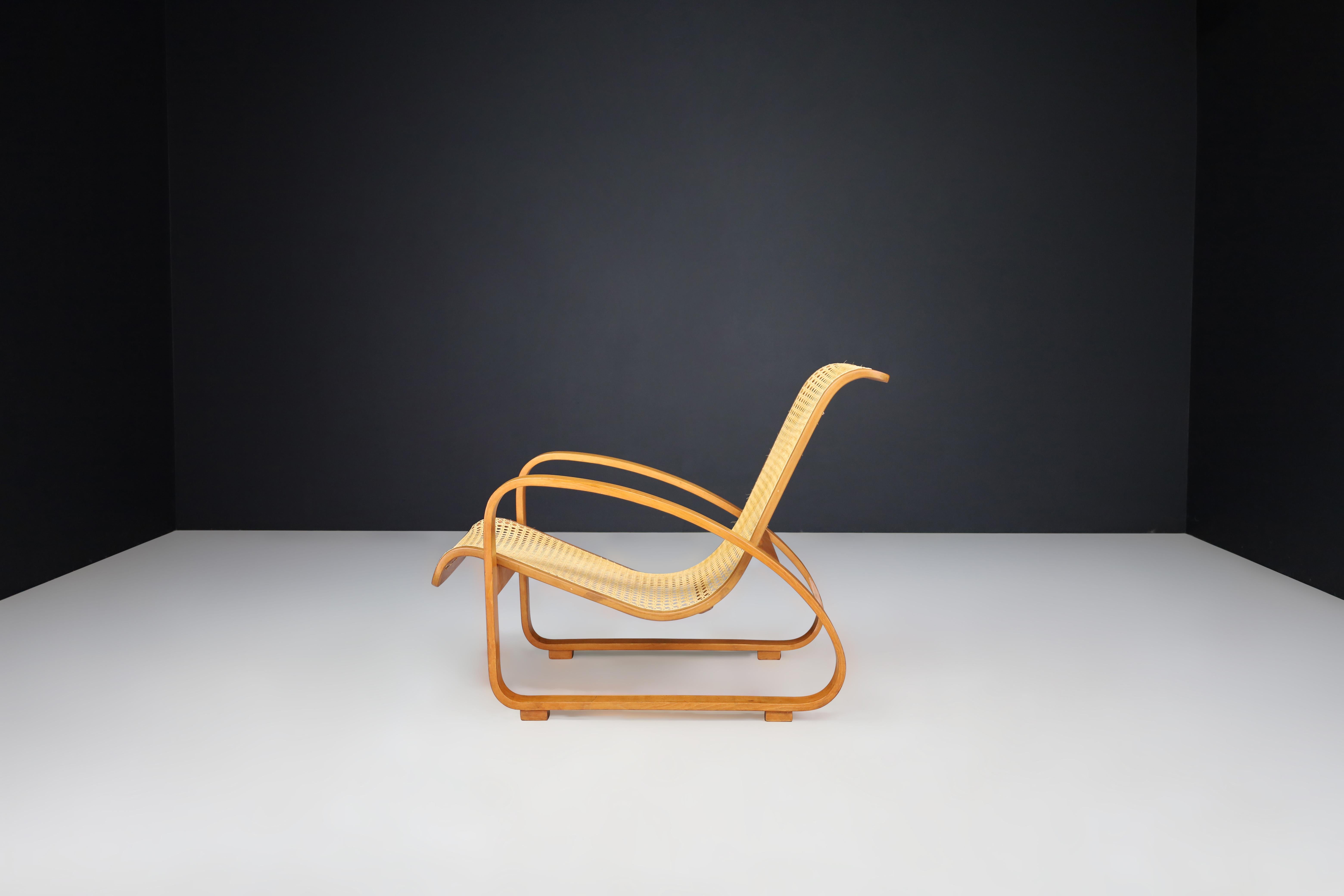 Mid-Century Bentwood and Cane Lounge Chair by Ditta Porino, Italy, 1960s For Sale 2