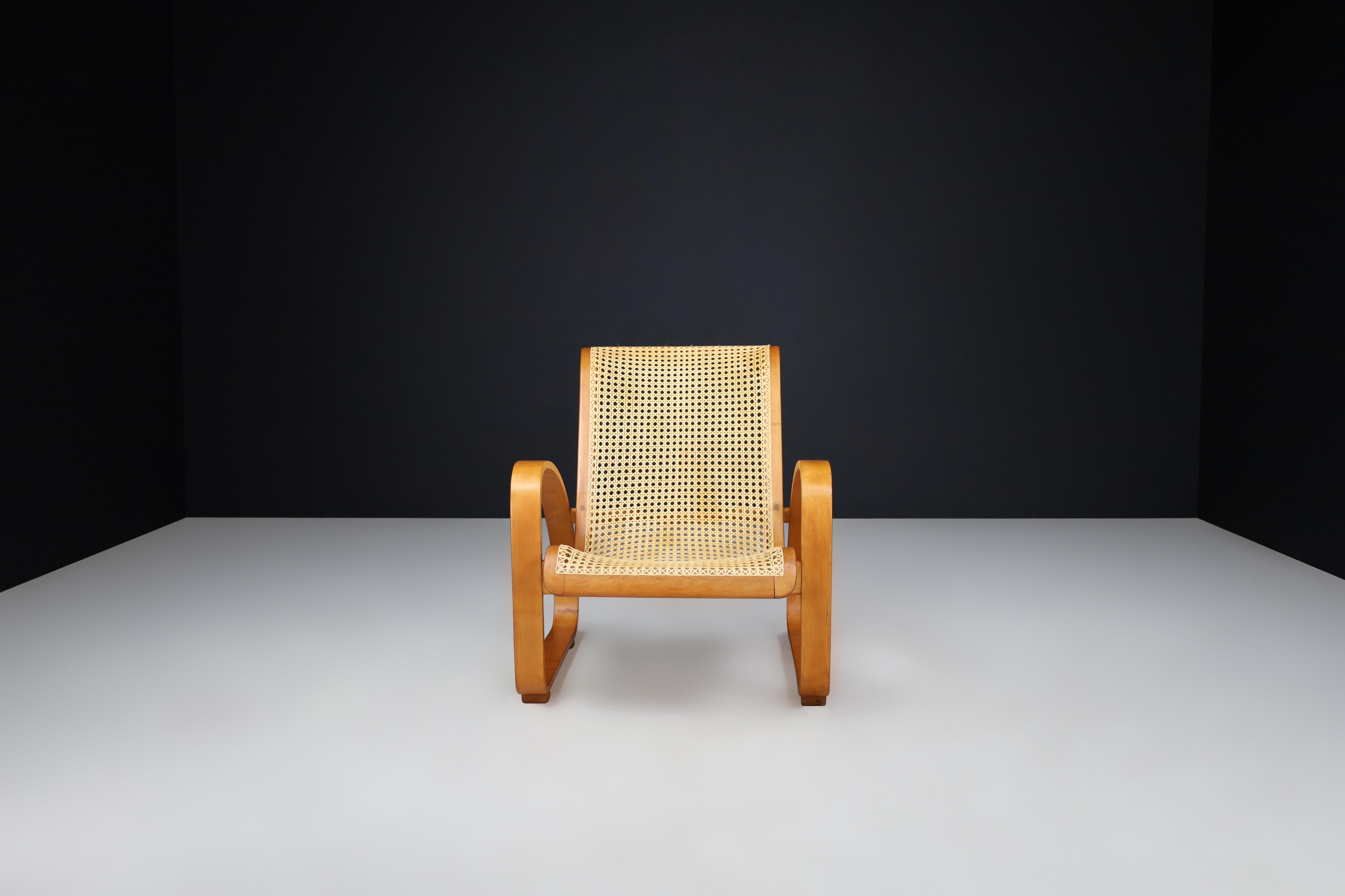 Mid-Century Bentwood and Cane Lounge Chair by Ditta Porino, Italy, 1960s For Sale 3