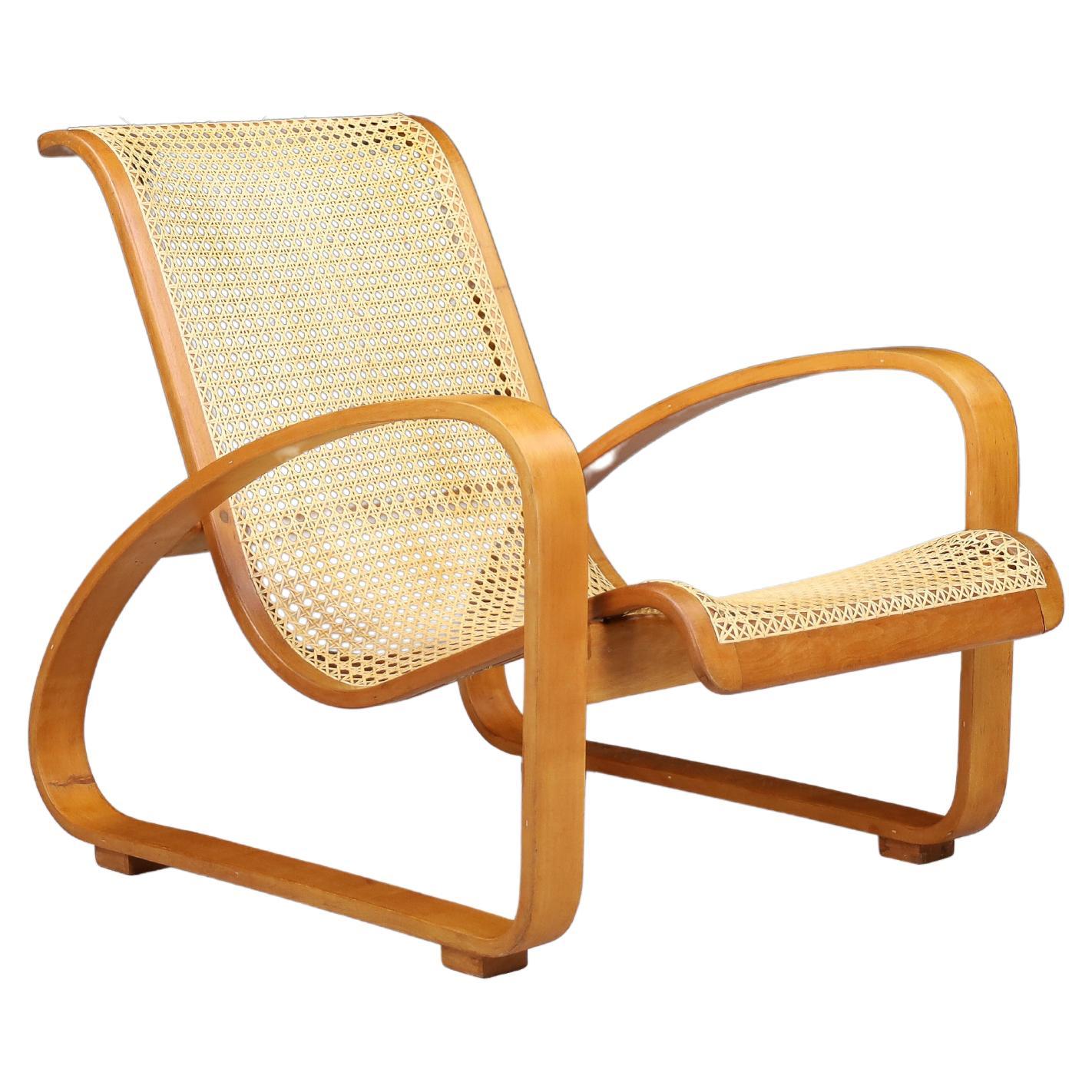 Mid-Century Bentwood and Cane Lounge Chair by Ditta Porino, Italy, 1960s