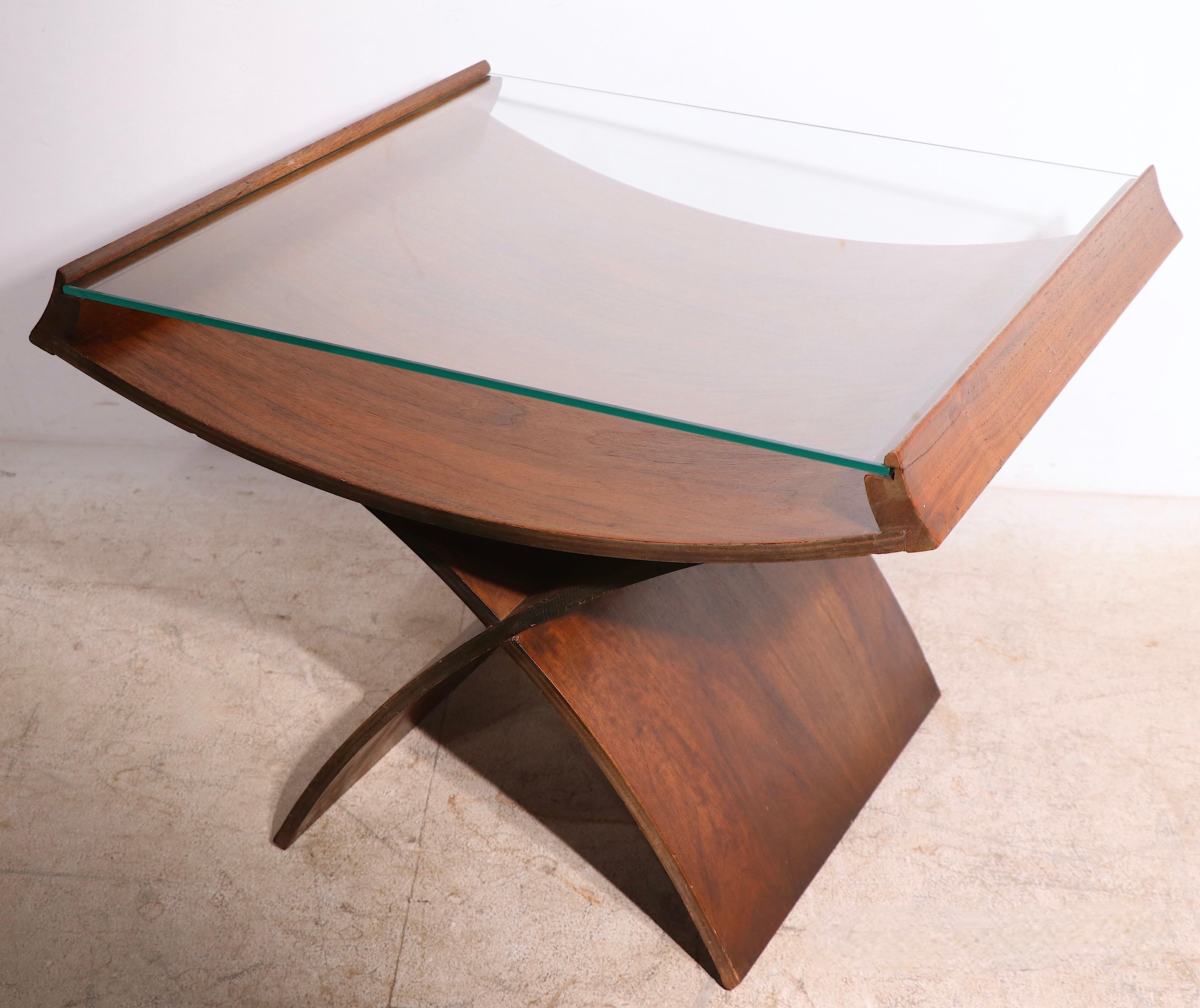 Mid-Century Bentwood and Glass Side Table For Sale at 1stDibs