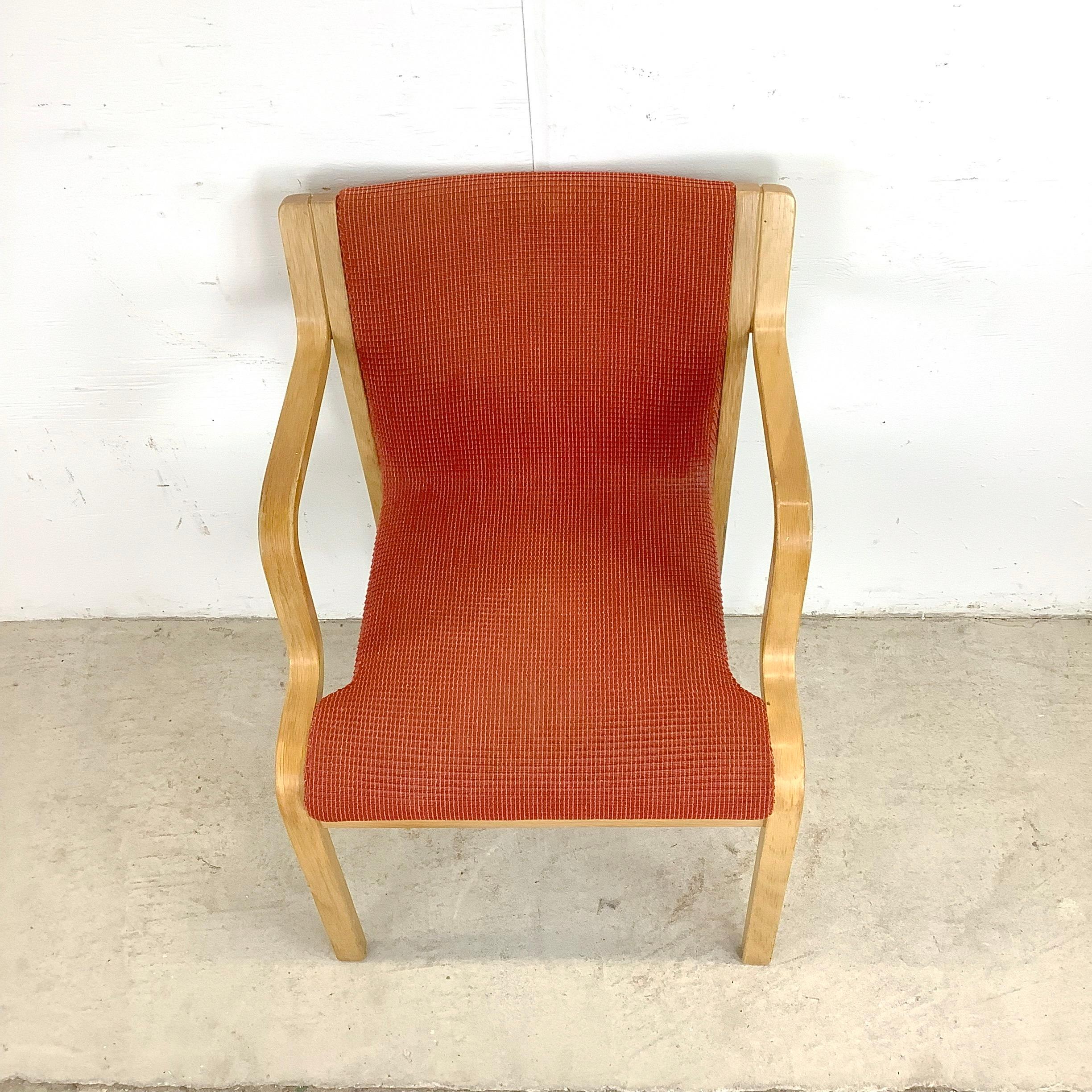 Mid-Century moderno Poltrona in legno di bengala della metà del secolo scorso Attr. Alvar Aalto per Stendig in vendita
