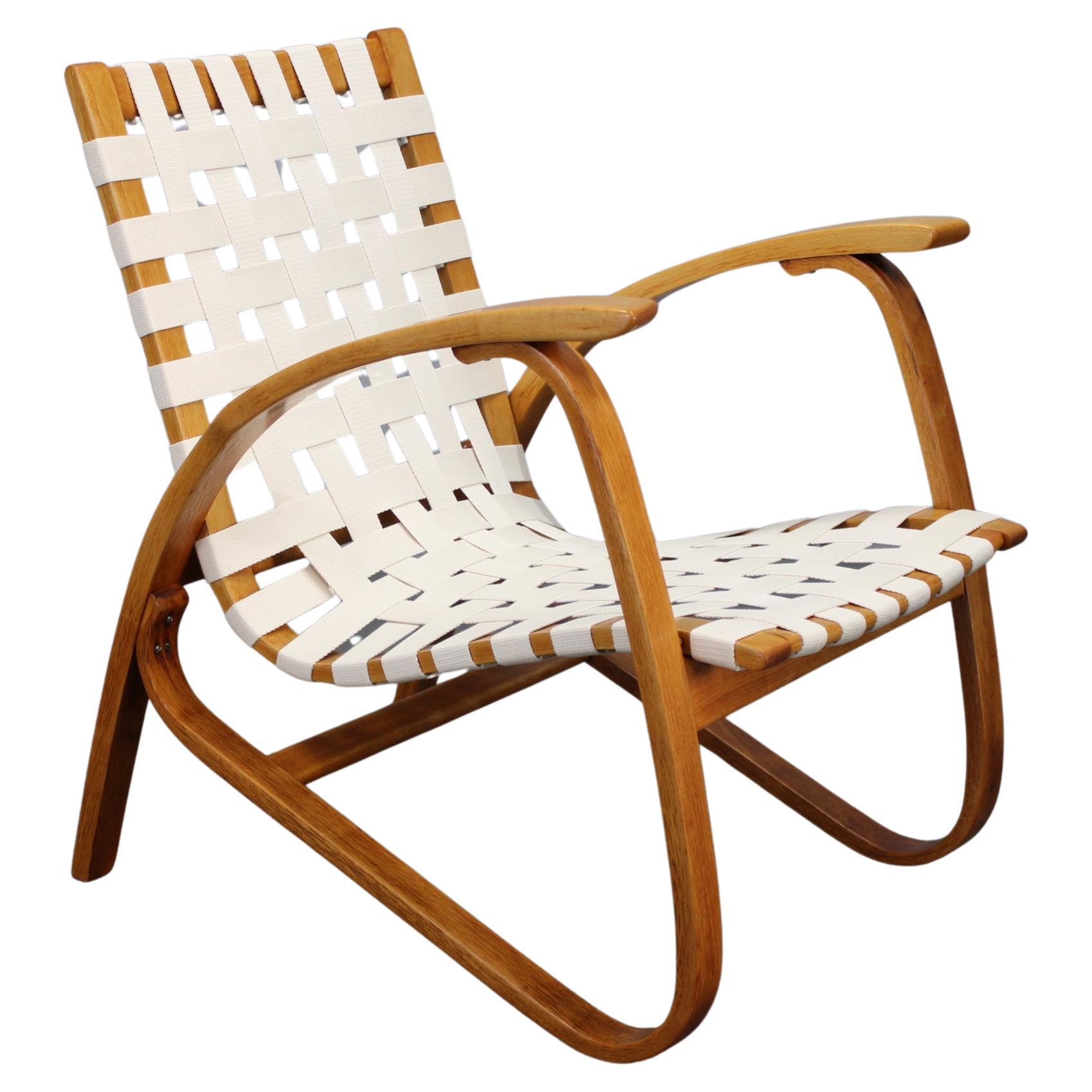 Fauteuil en bois courbé du milieu du siècle par Jan Vaněk, Tchécoslovaquie