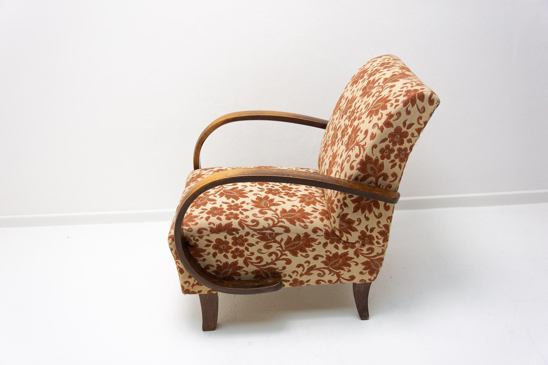 Fabric Mid century bentwood armchair by Jindřich Halabala for UP Závody, 1950´s