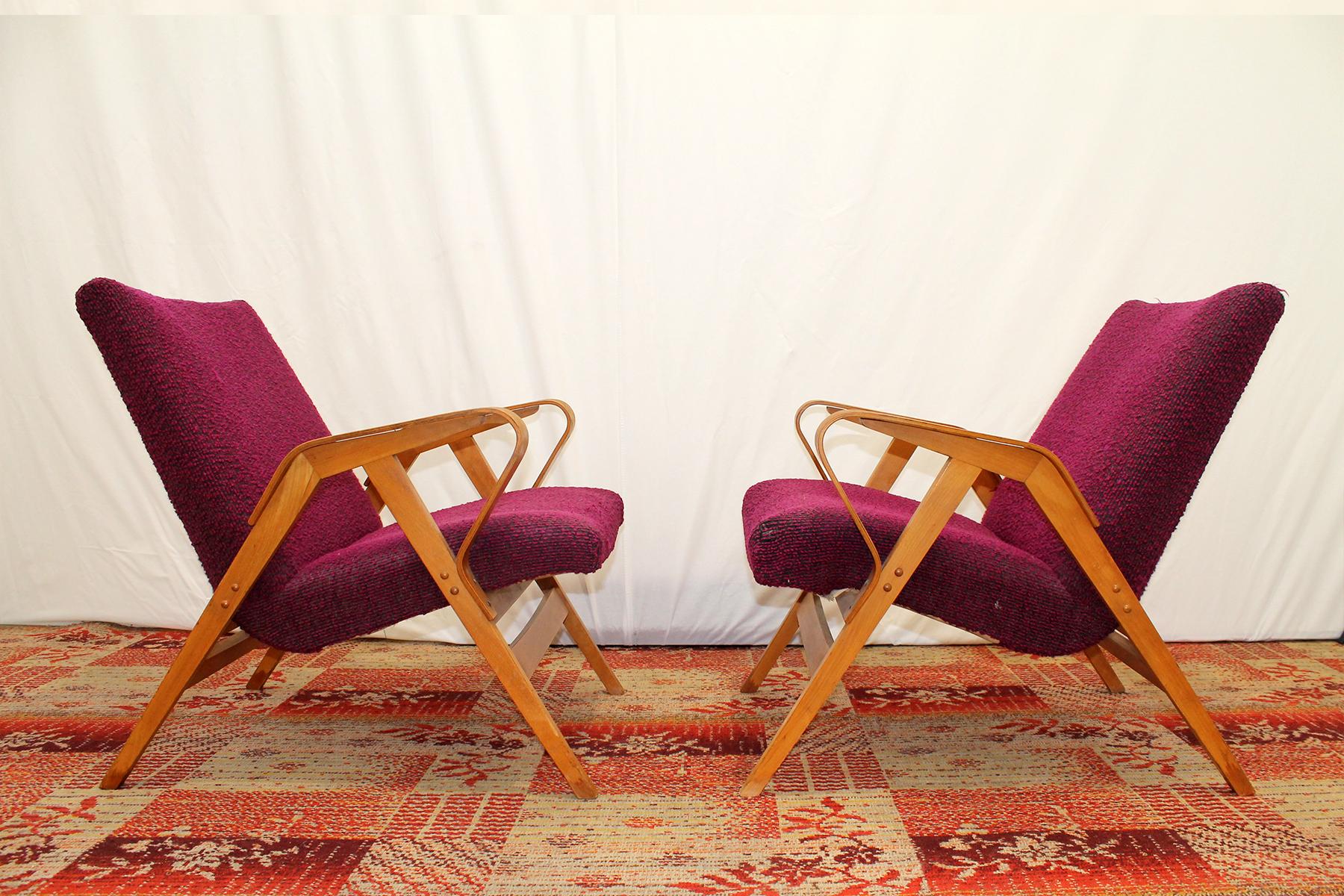 Veneer Midcentury Bentwood Armchairs by František Jirák for Tatra Nábytok, 1960s