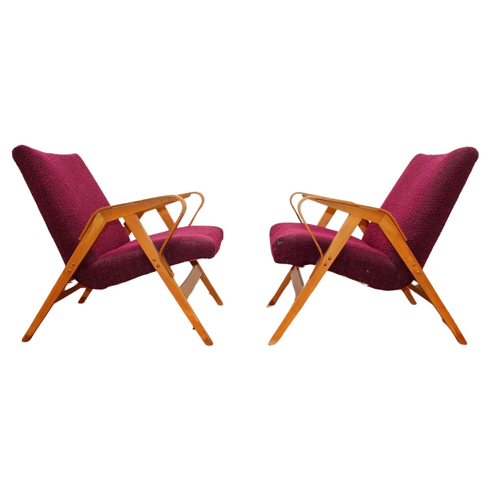 Midcentury Bentwood Armchairs by František Jirák for Tatra Nábytok, 1960s