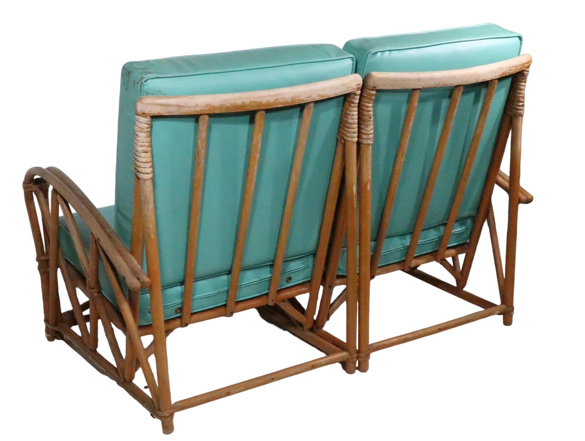  Bugholz-Bambus-Sofa im Stil der Jahrhundertmitte von Heywood Wakefield um 1950 im Angebot 6