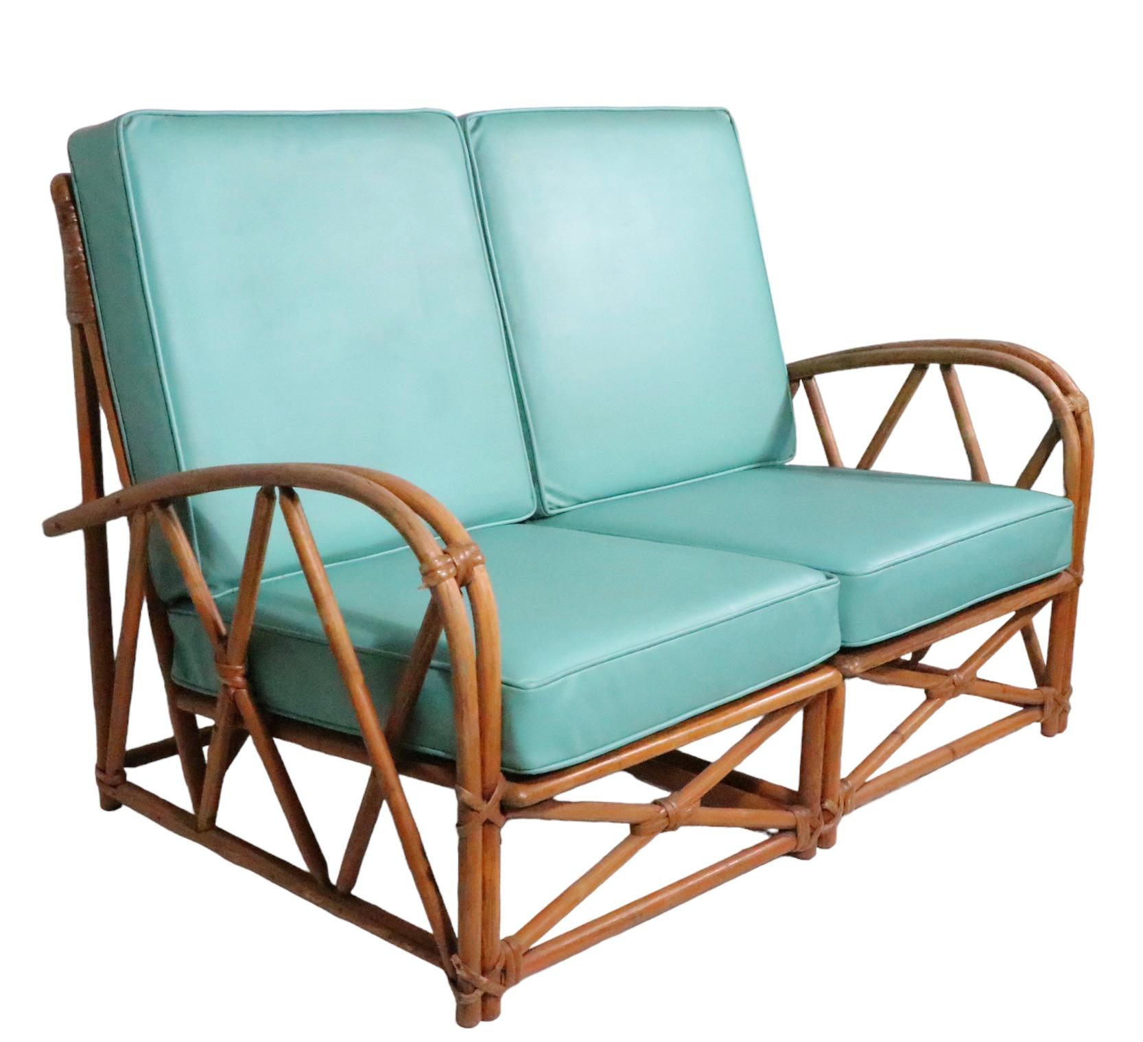  Bugholz-Bambus-Sofa im Stil der Jahrhundertmitte von Heywood Wakefield um 1950 im Angebot 7