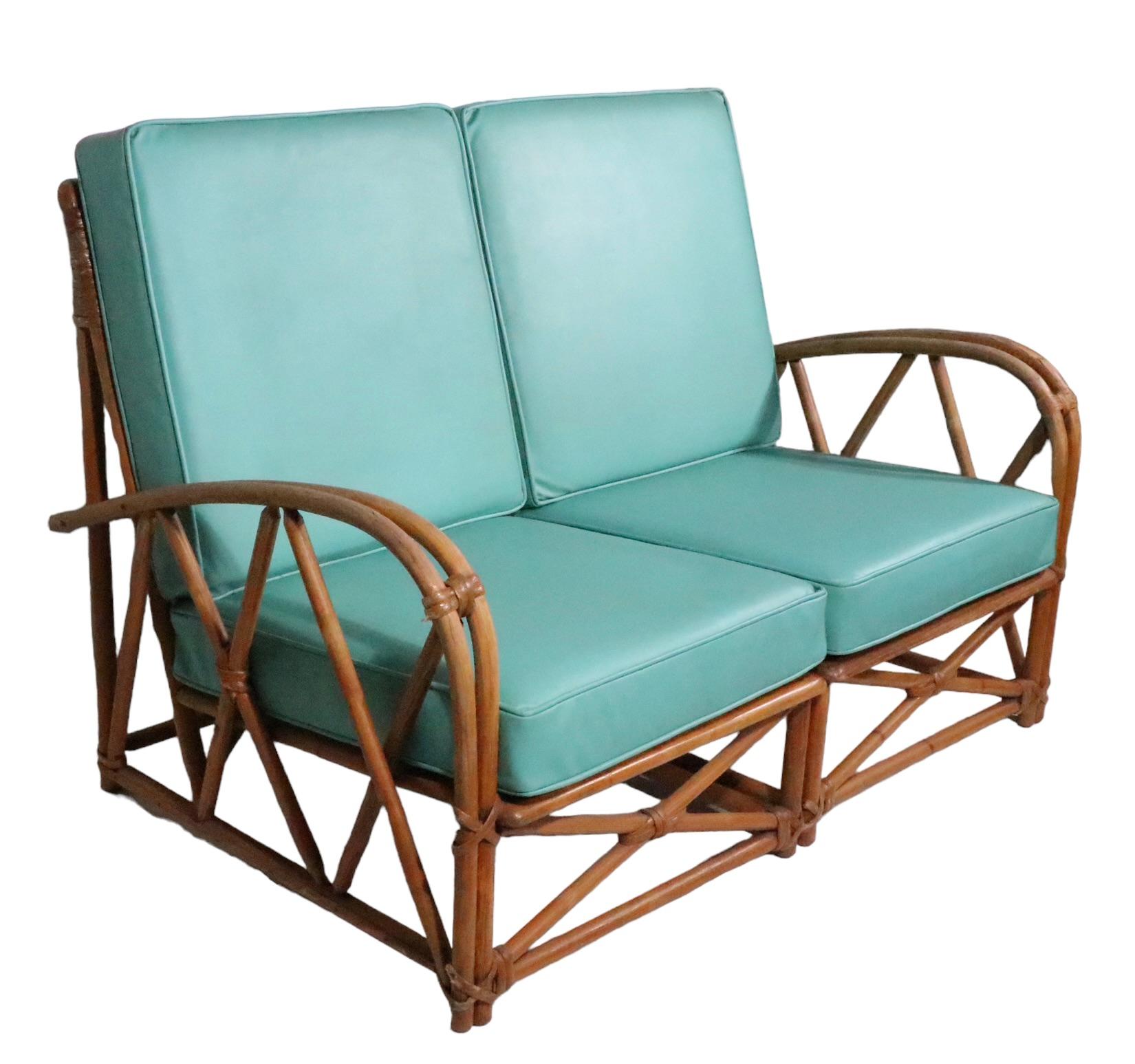  Bugholz-Bambus-Sofa im Stil der Jahrhundertmitte von Heywood Wakefield um 1950 im Angebot 8