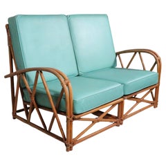  Mid Century Bentwood Bamboo Style Loveseat Sofa by Heywood Wakefield c. 1950's