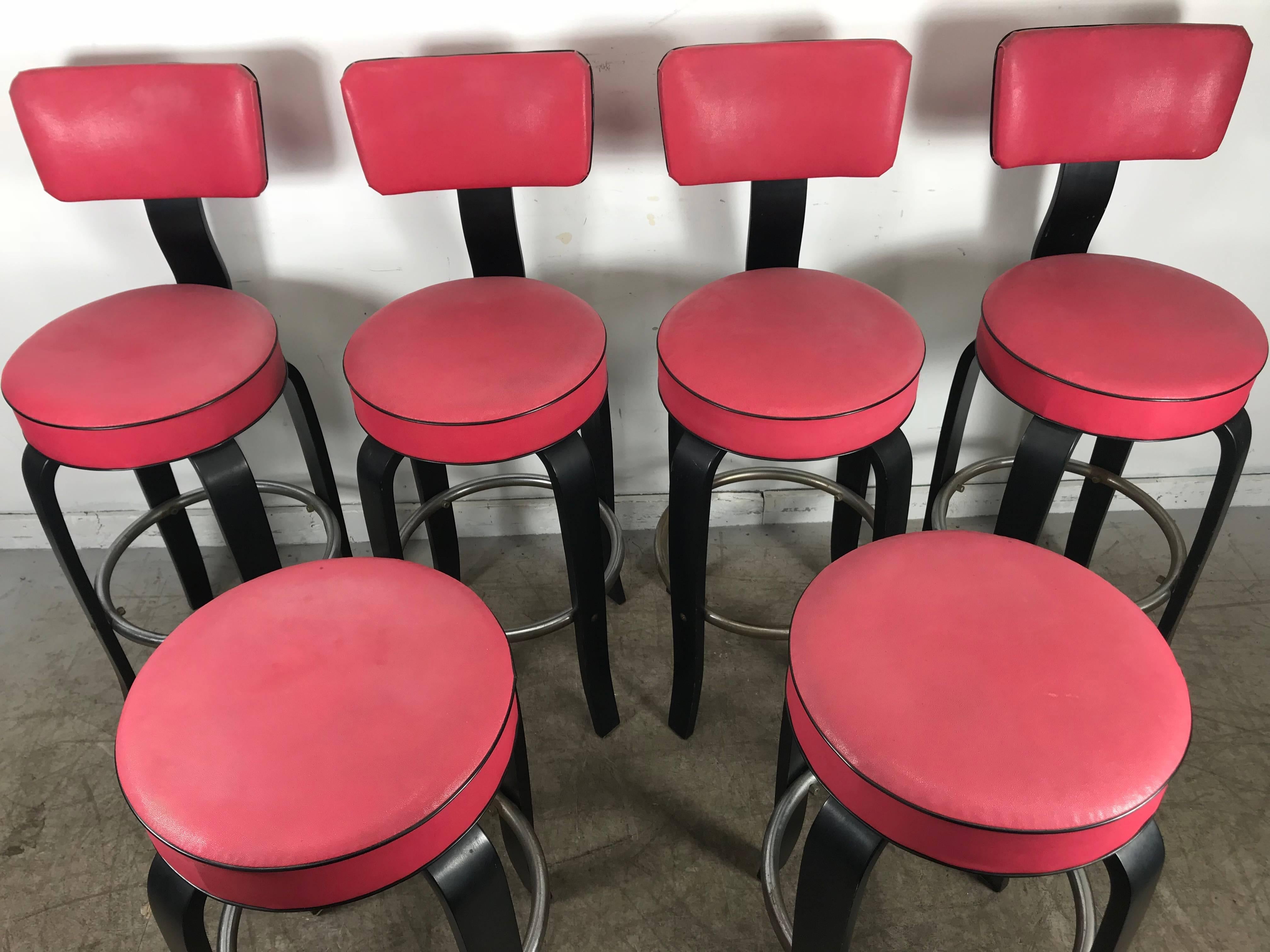Laminated Midcentury Bentwood Bar or Counter Stools by National Store Fixture Co.