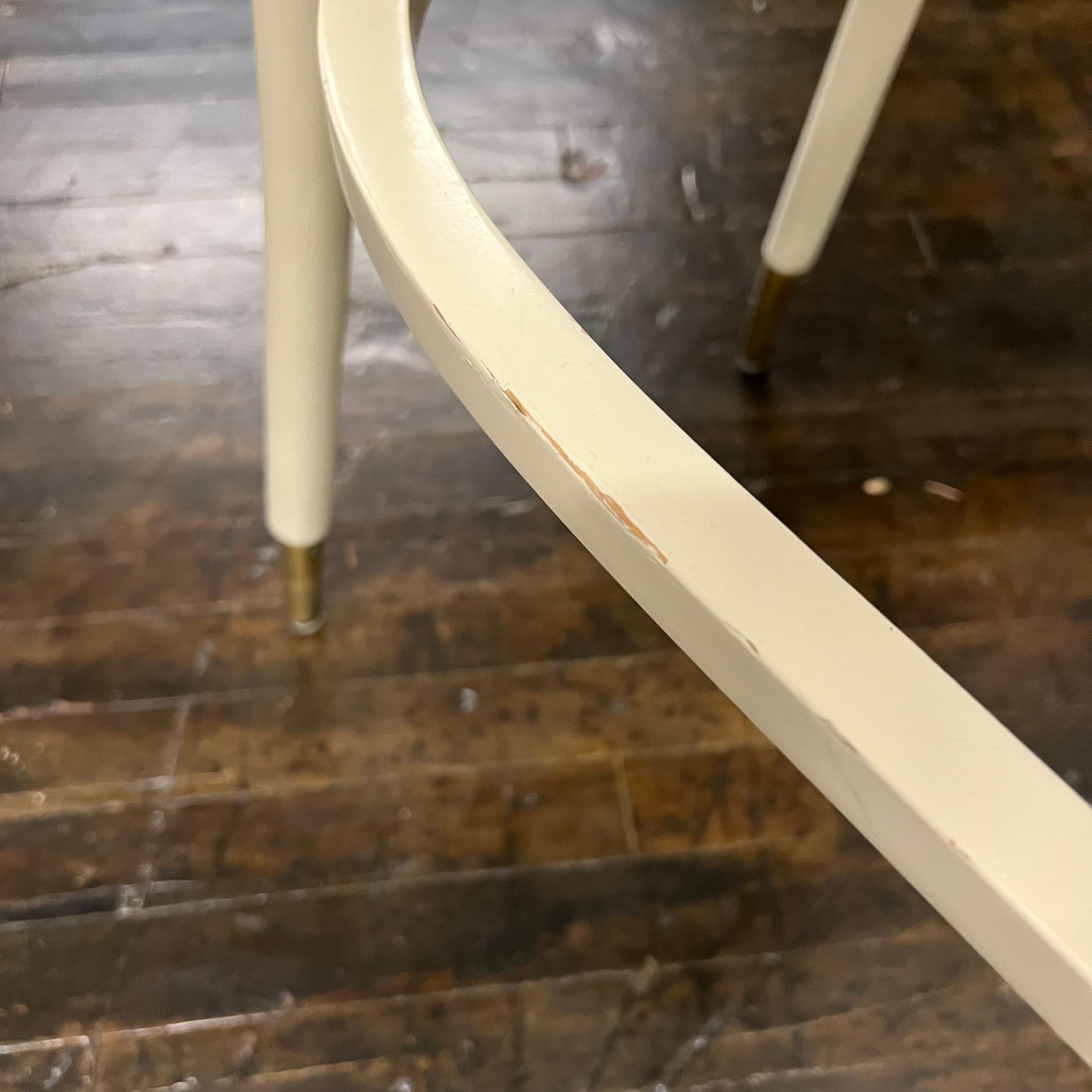 Mid-Century Bentwood Bar Stool in Ivory Lacquer with Ivory Vinyl Seat For Sale 7