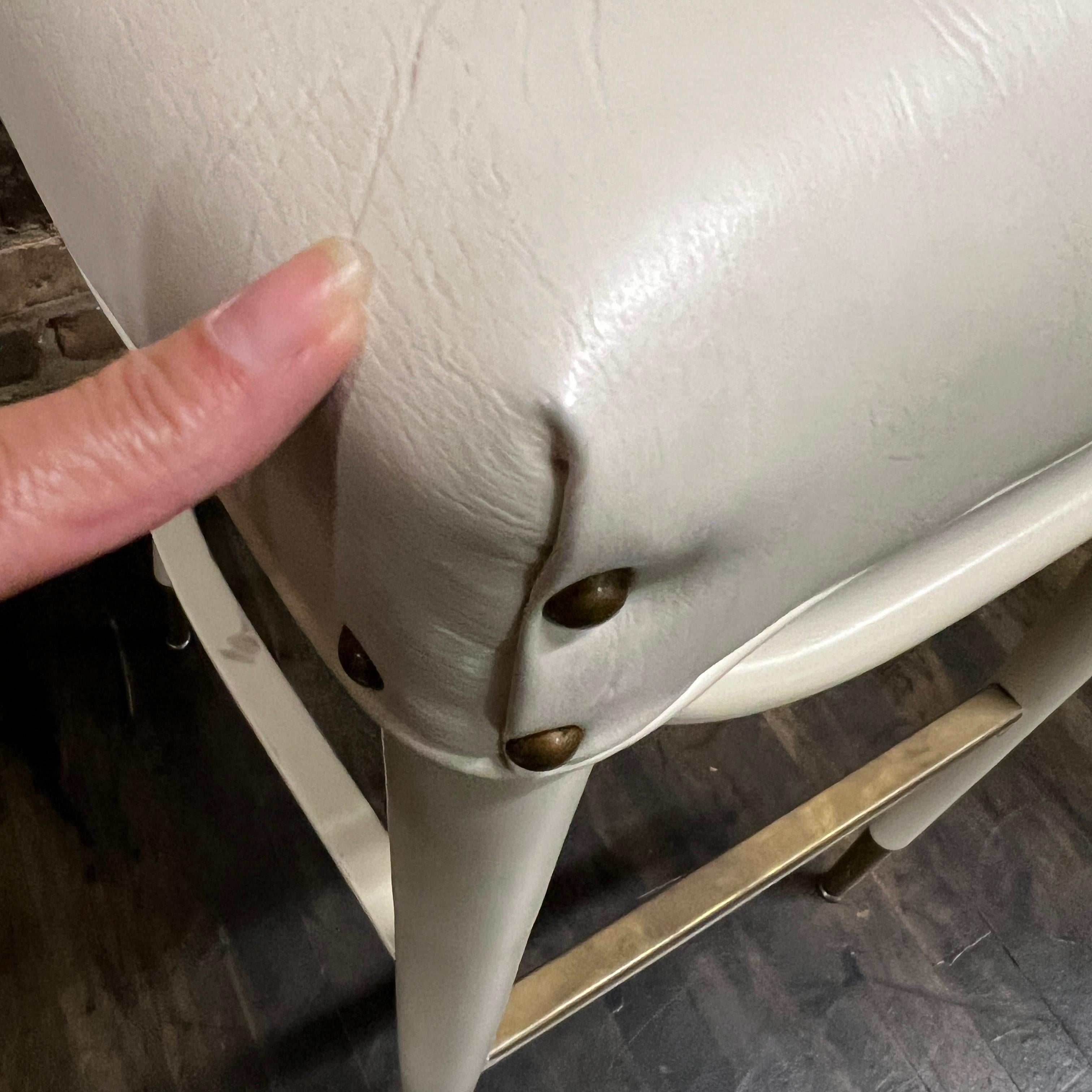 Mid-Century Bentwood Bar Stool in Ivory Lacquer with Ivory Vinyl Seat For Sale 1