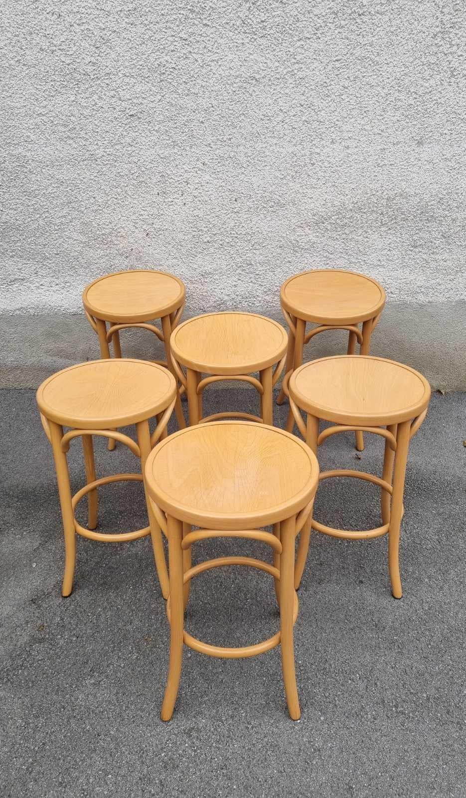 Tabourets de bar en bois centenaire de style Thonet, Italie années 80, lot de 4 en vente 2