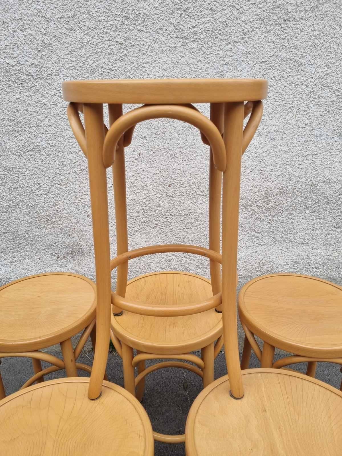 Mid Century Bentwood Bar Stools in Thonet Style, Italy 80s, Set of 6 3