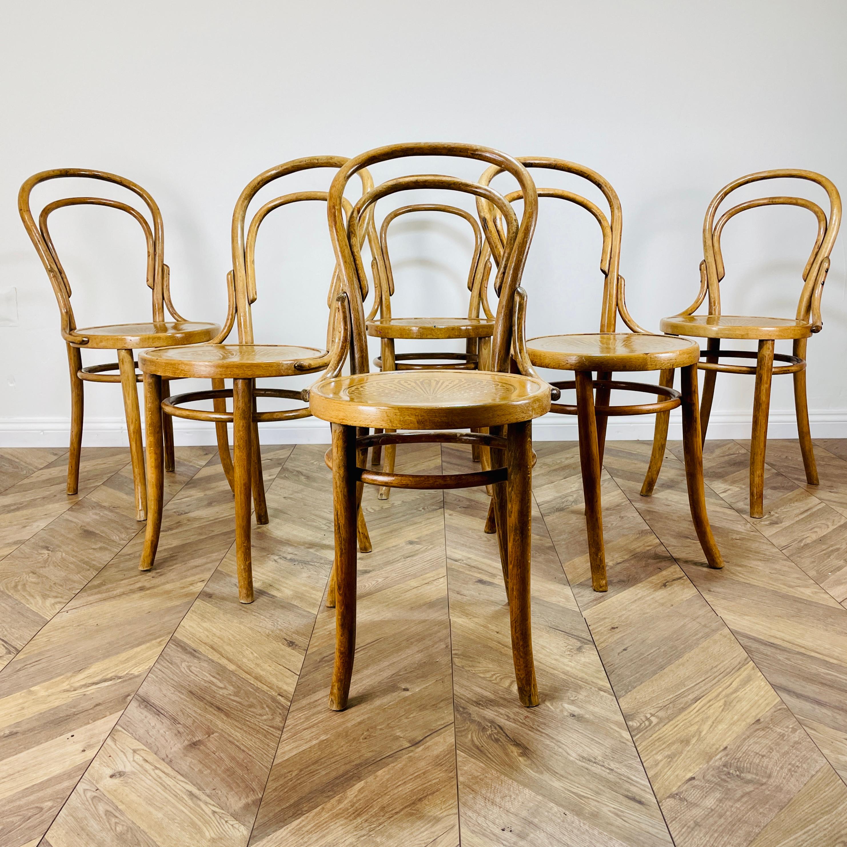 Midcentury Bentwood Cafe / Bistro Chairs, Set of 6, 1930s 4