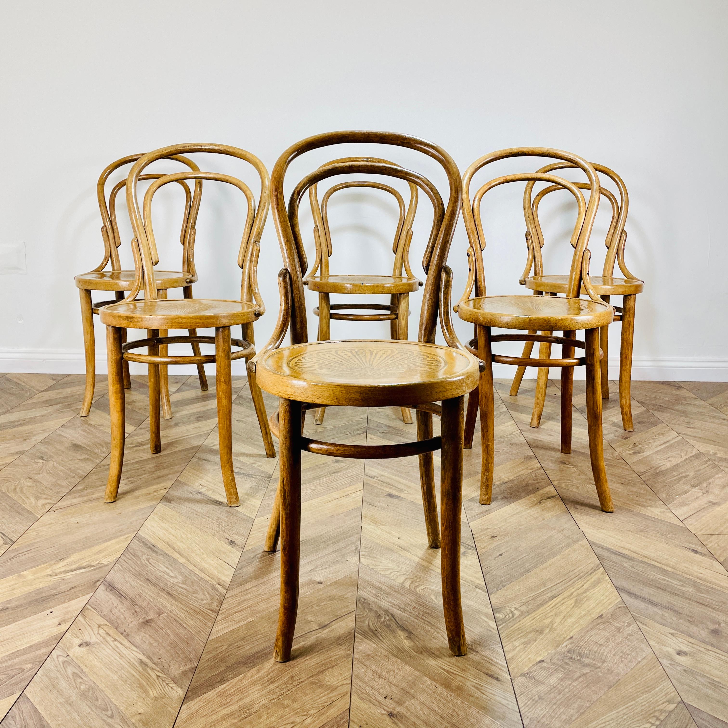 Mid-Century Modern Midcentury Bentwood Cafe / Bistro Chairs, Set of 6, 1930s
