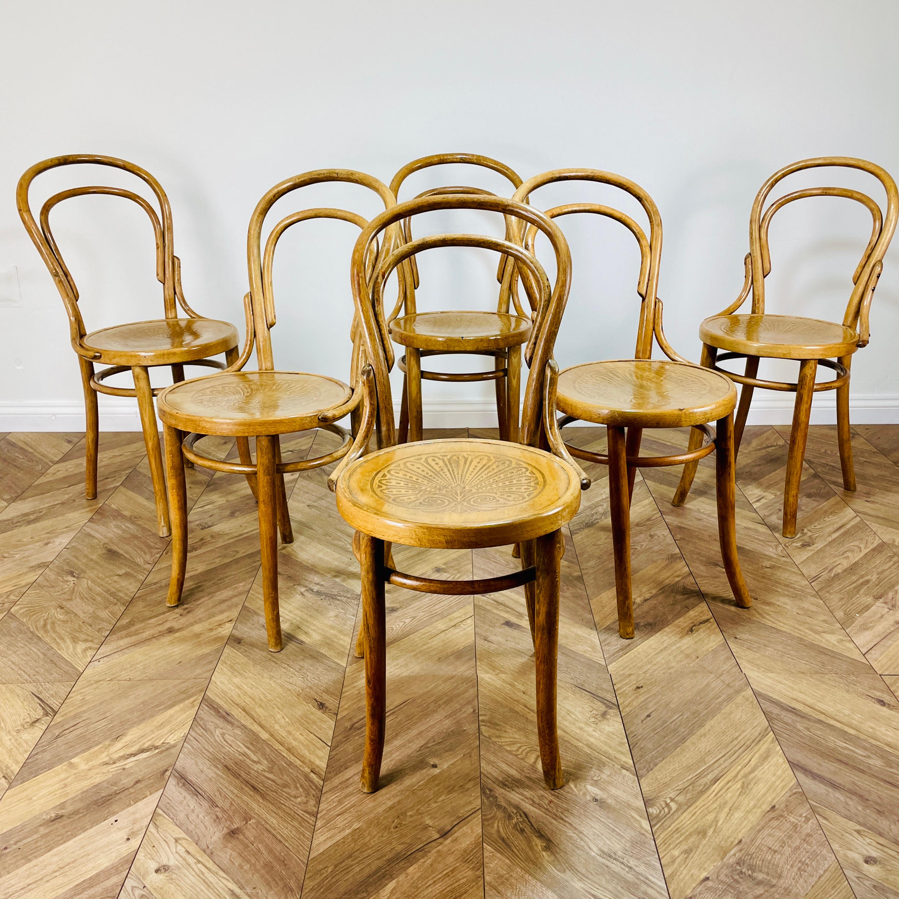 Midcentury Bentwood Cafe / Bistro Chairs, Set of 6, 1930s 2