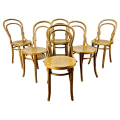 Vintage Midcentury Bentwood Cafe / Bistro Chairs, Set of 6, 1930s