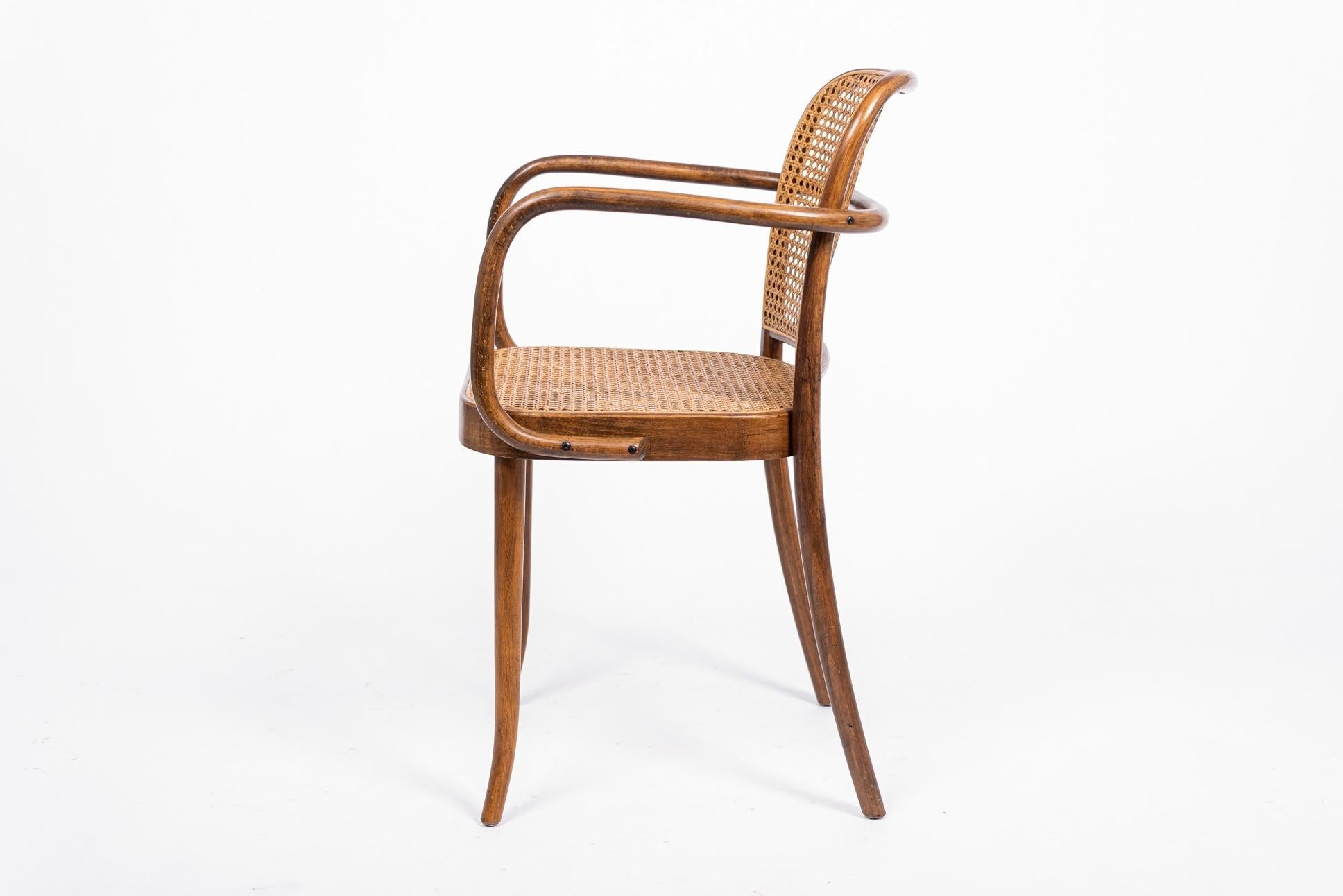 Hand-Woven Midcentury Bentwood & Cane Cafe Chair by Joseph Hoffman for Stendig