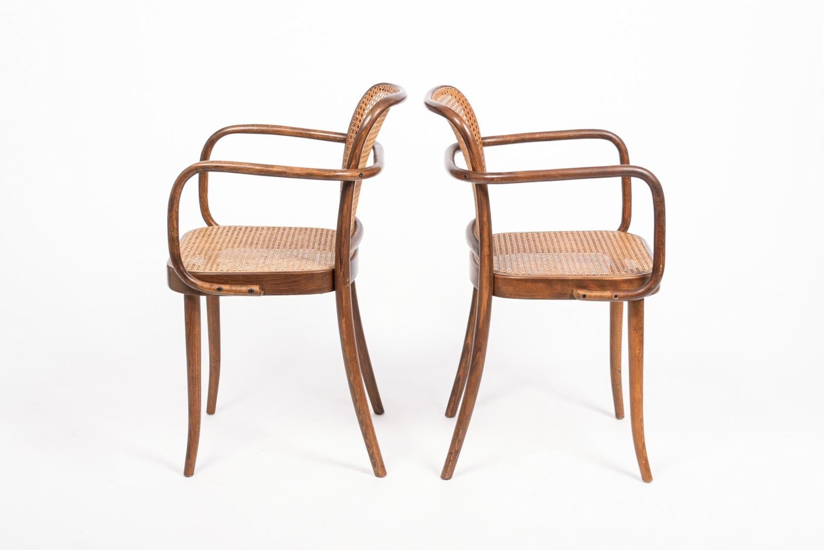 Mid Century Bentwood & Cane Cafe Chairs by Joseph Hoffman for Stendig 3