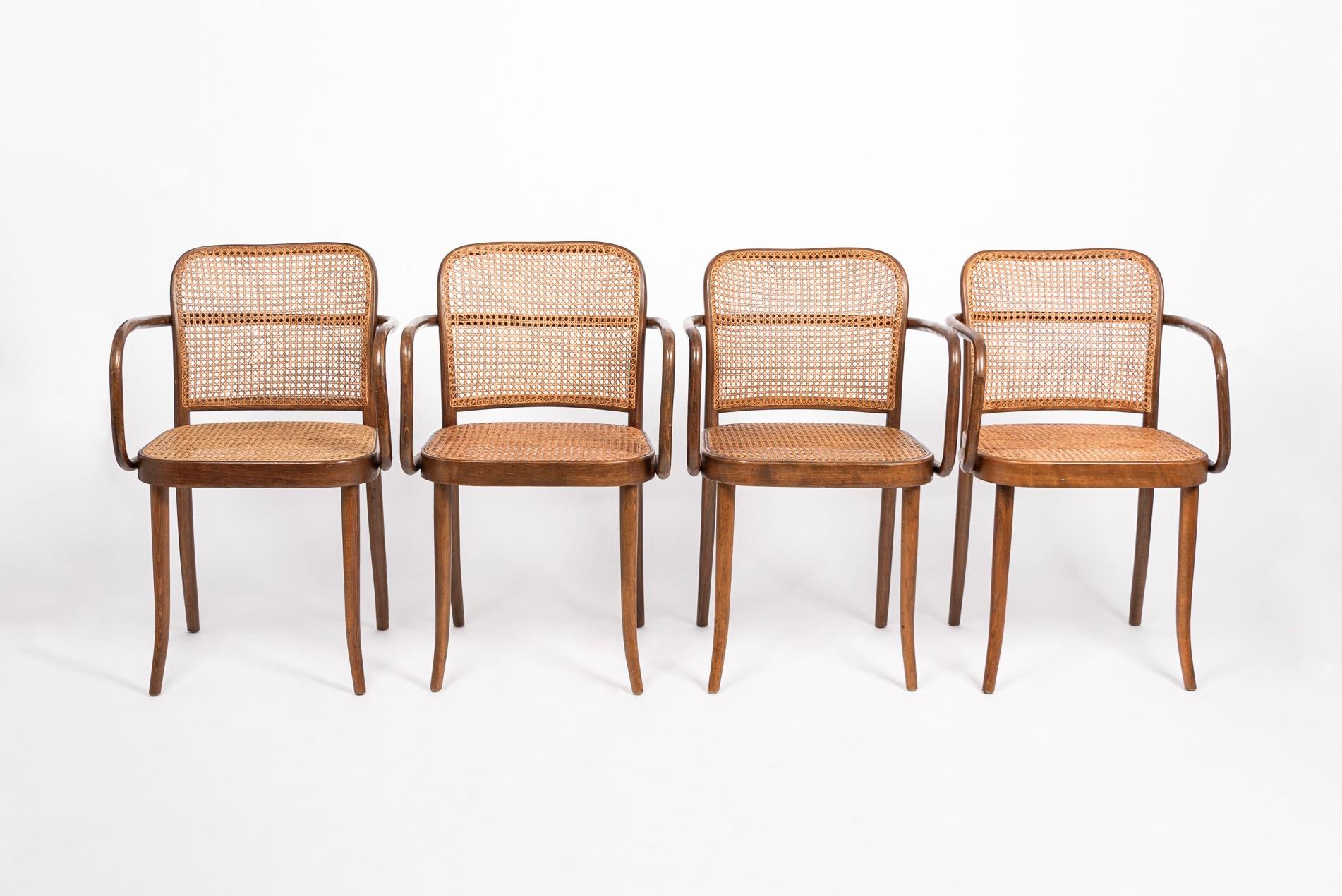 Mid-Century Modern Mid Century Bentwood & Cane Cafe Chairs by Joseph Hoffman for Stendig