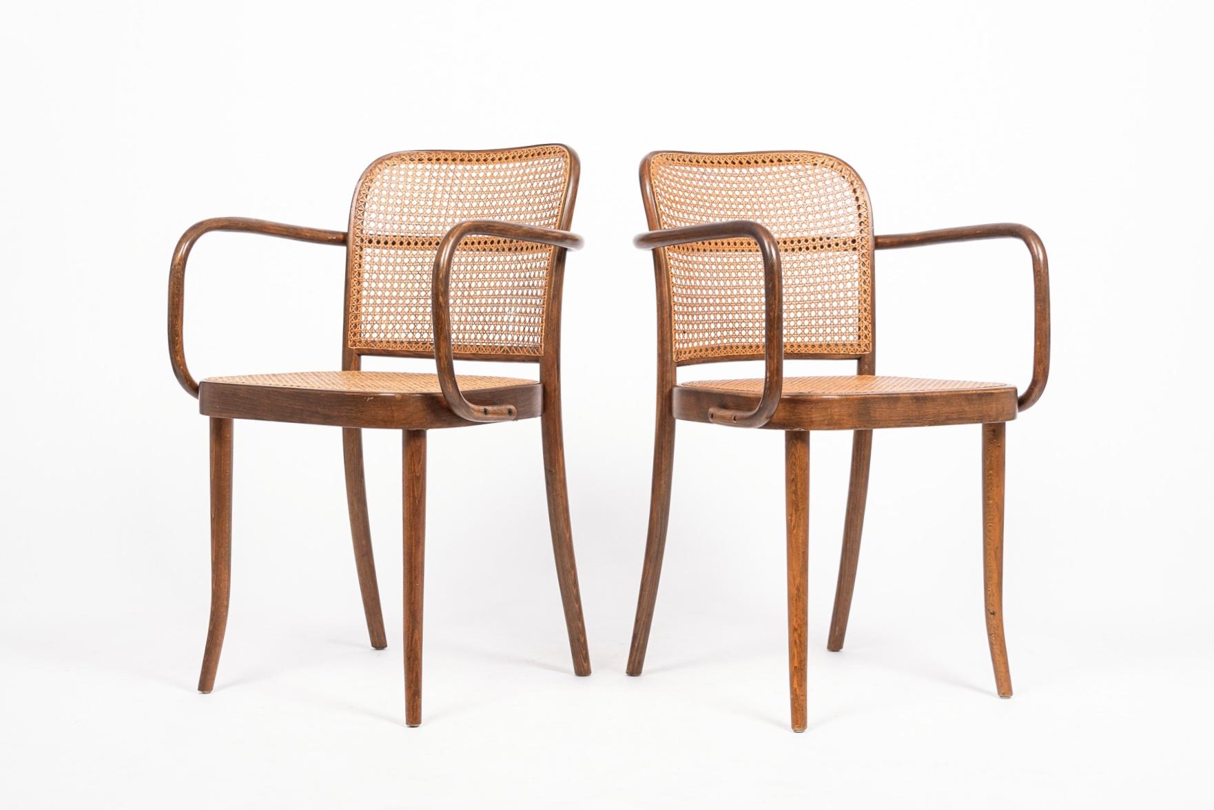 Mid Century Bentwood & Cane Cafe Chairs by Joseph Hoffman for Stendig In Good Condition In Detroit, MI