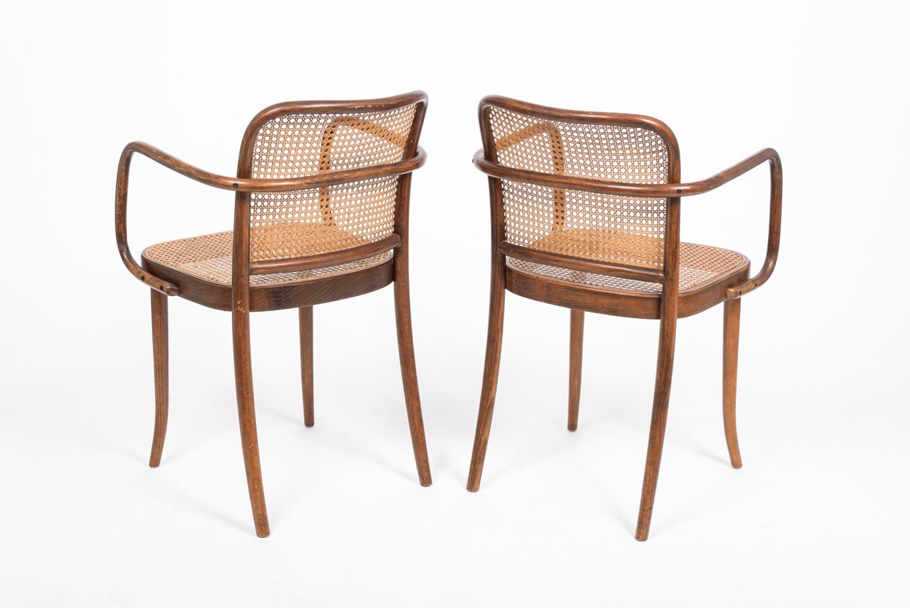 20th Century Mid Century Bentwood & Cane Cafe Chairs by Joseph Hoffman for Stendig