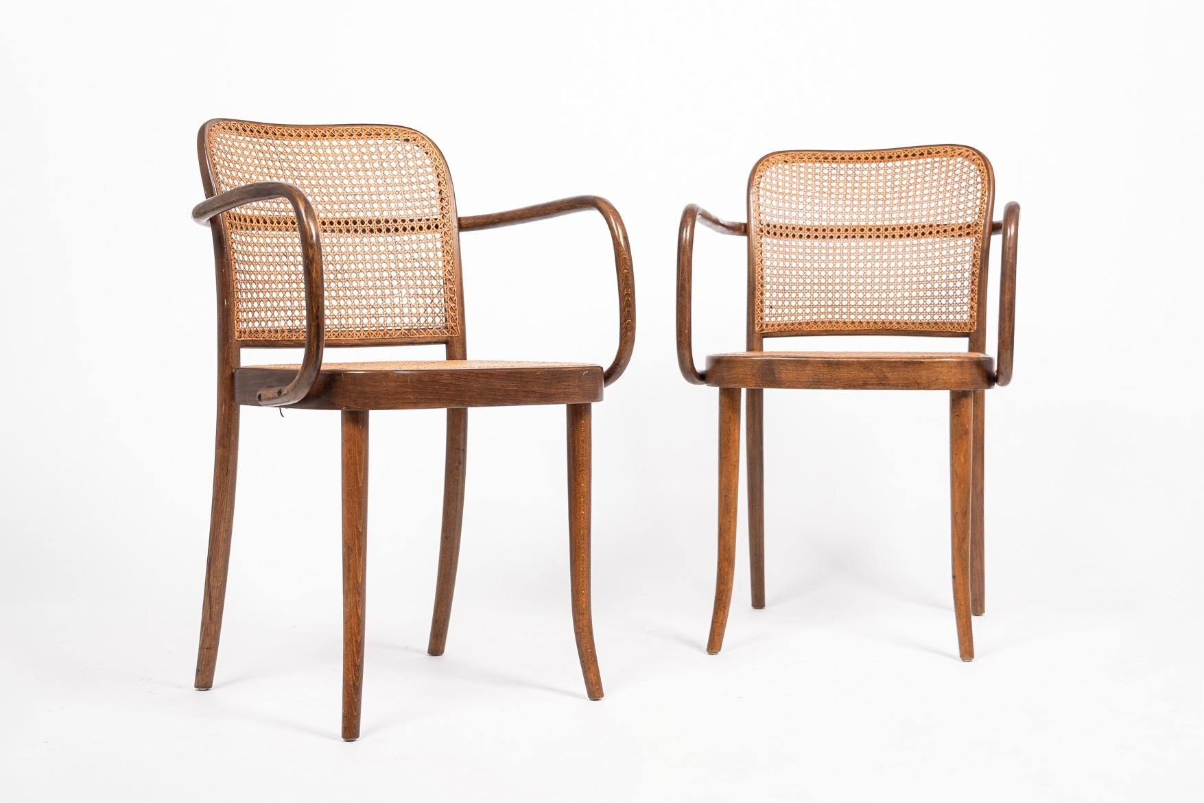 Mid Century Bentwood & Cane Cafe Chairs by Joseph Hoffman for Stendig 1