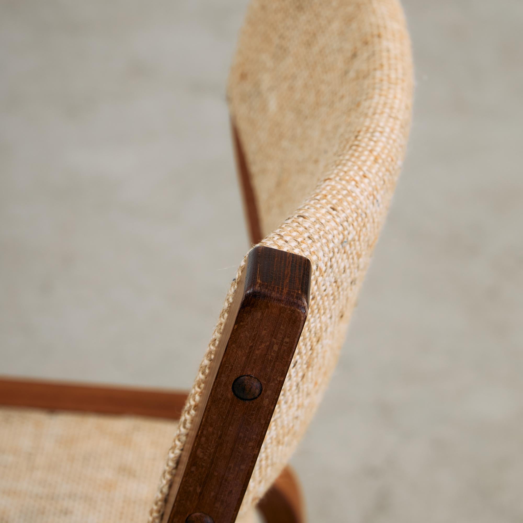 Set di sedie in legno curvato di metà secolo in Beeche tinto con rivestimento in lana in vendita 9