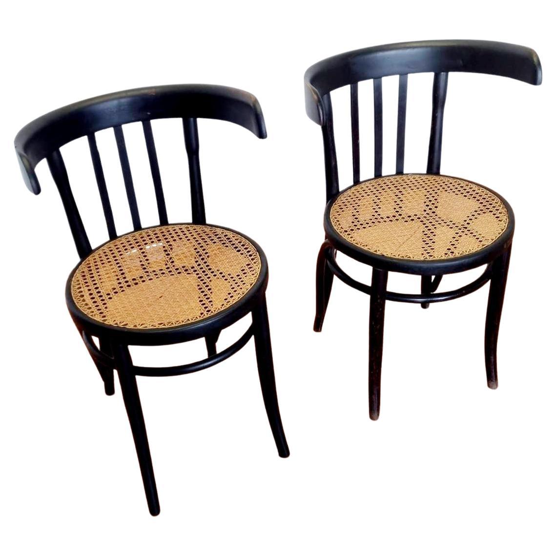 Mid Century Bentwood Chairs, Thonet Style, Italy 50s, Pair