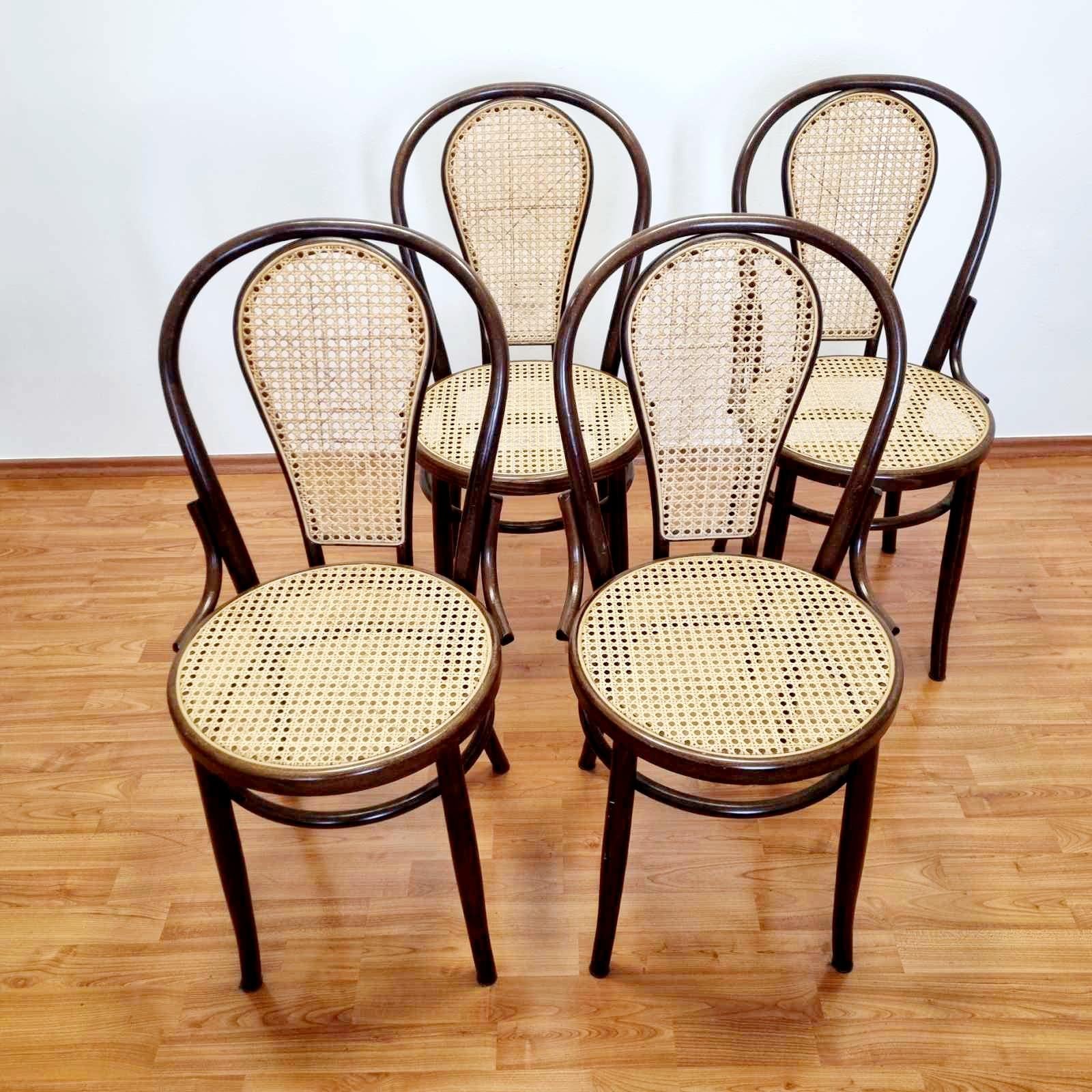 Art Nouveau Mid Century Bentwood Dining or Bistro Chairs in Thonet Style, Italy 80s For Sale