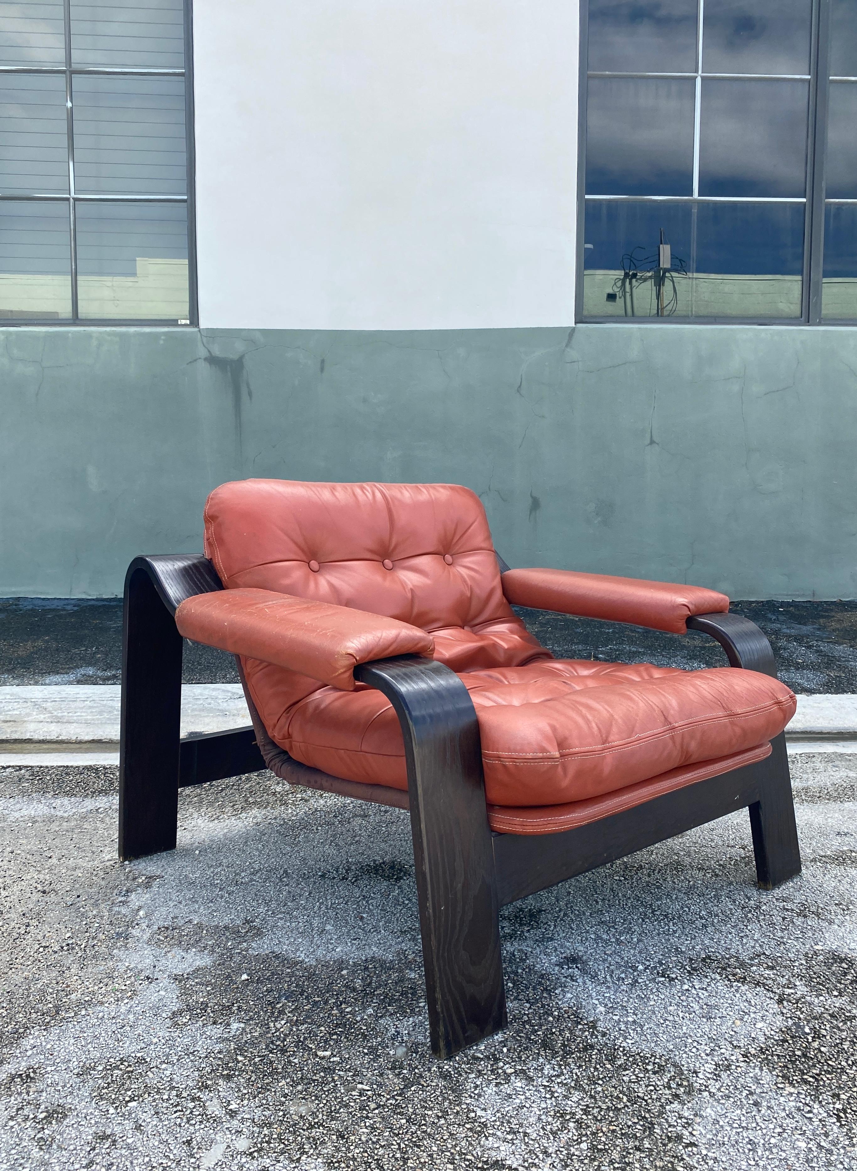 Mid-Century Modern Mid Century Bentwood Lounge Chair in the Style of Gotte Mobler