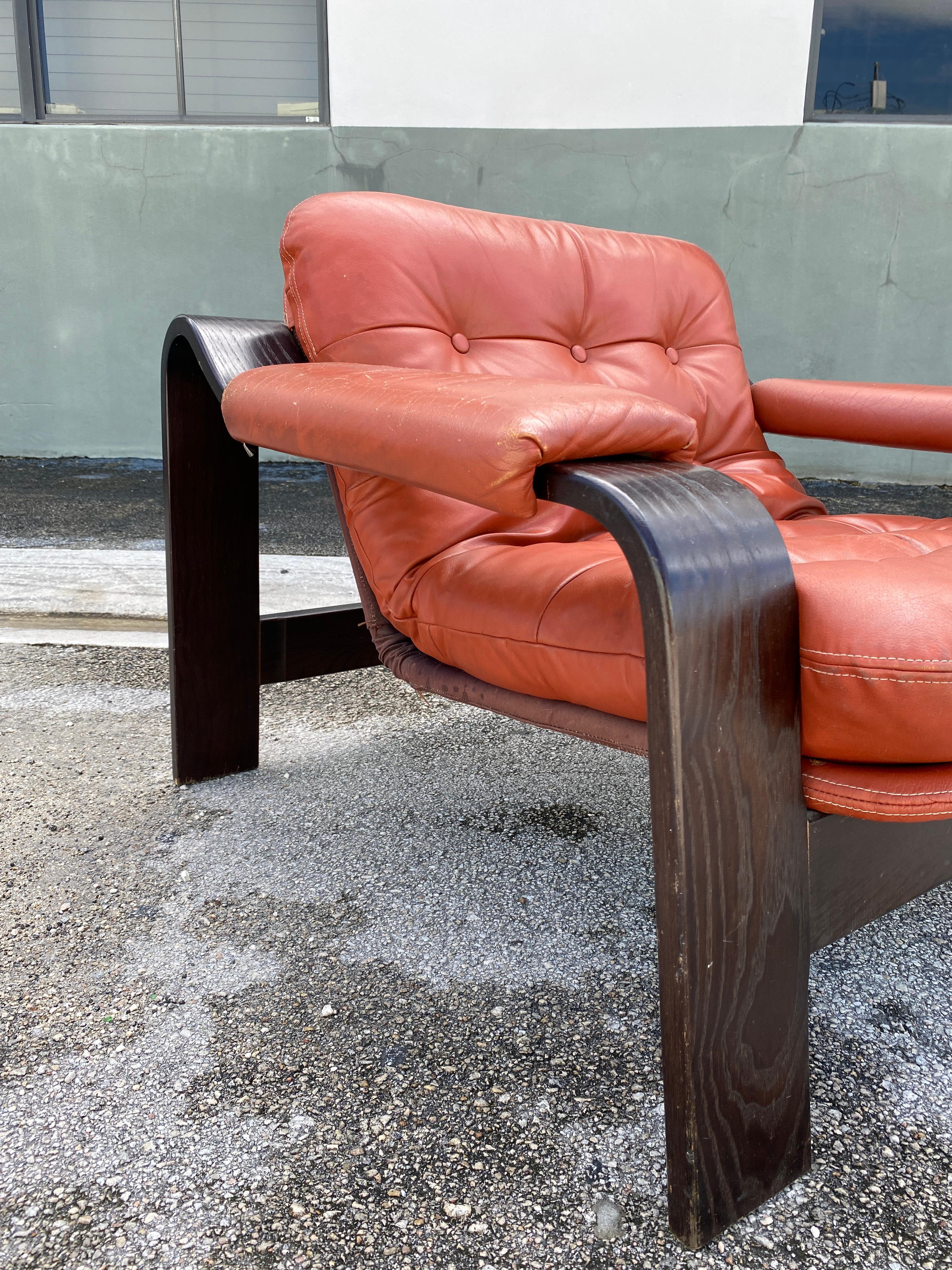 Mid Century Bentwood Lounge Chair in the Style of Gotte Mobler In Good Condition In Asheville, NC