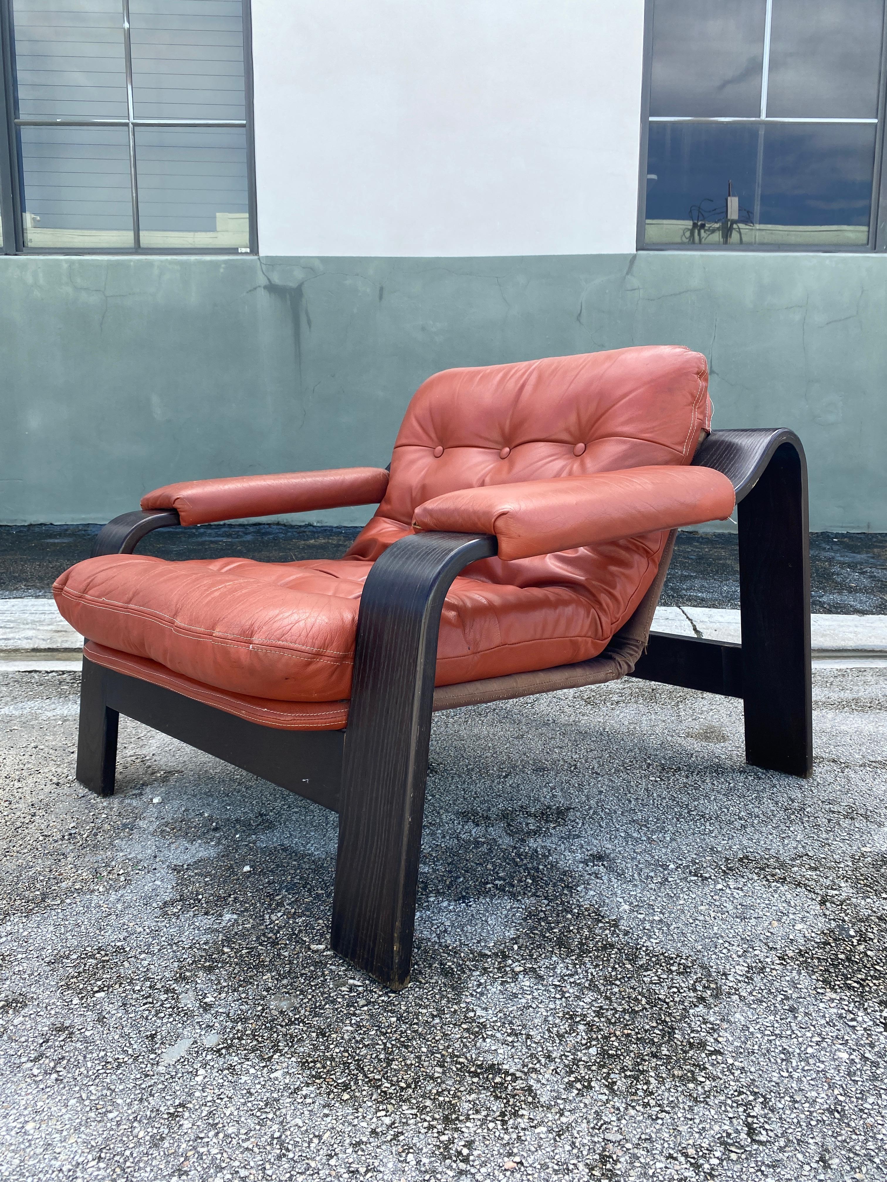20th Century Mid Century Bentwood Lounge Chair in the Style of Gotte Mobler