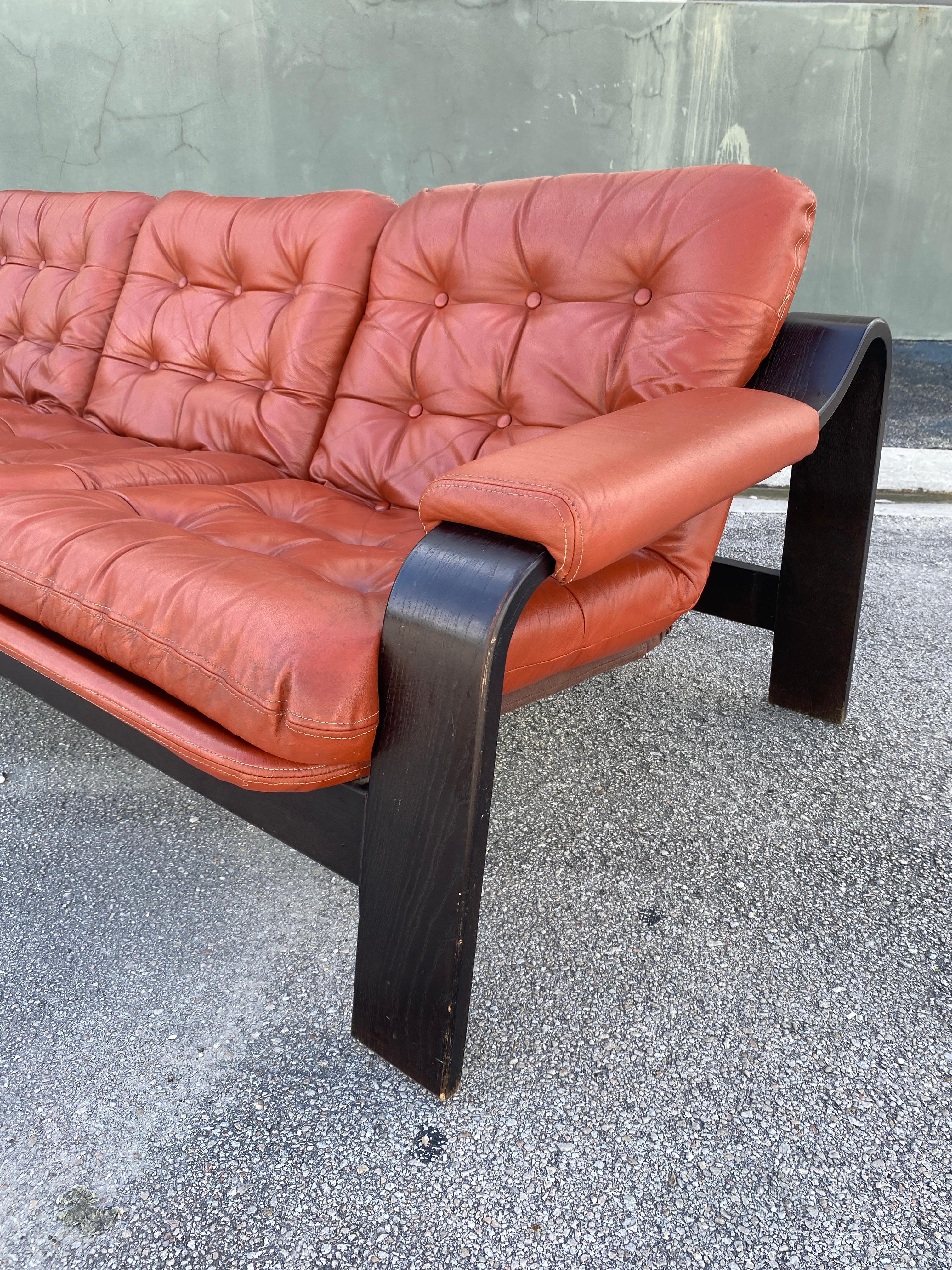 Mid-Century Bentwood Lounge Sofa in the Style of Gotte Mobler In Good Condition In Asheville, NC