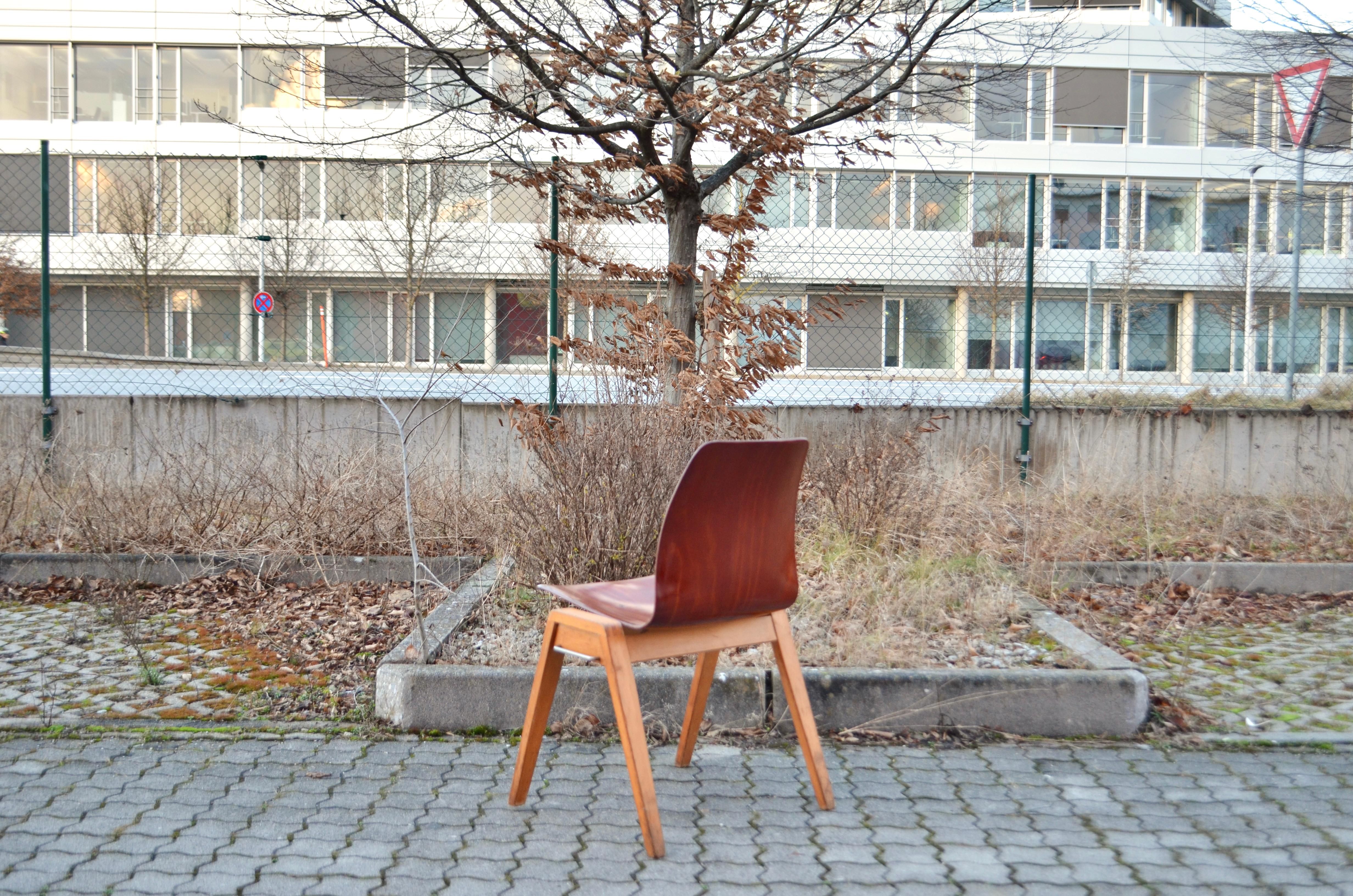 Mid-Century Bentwood Plywood Chairs Stackable by Royal Germany Set of 4 For Sale 1