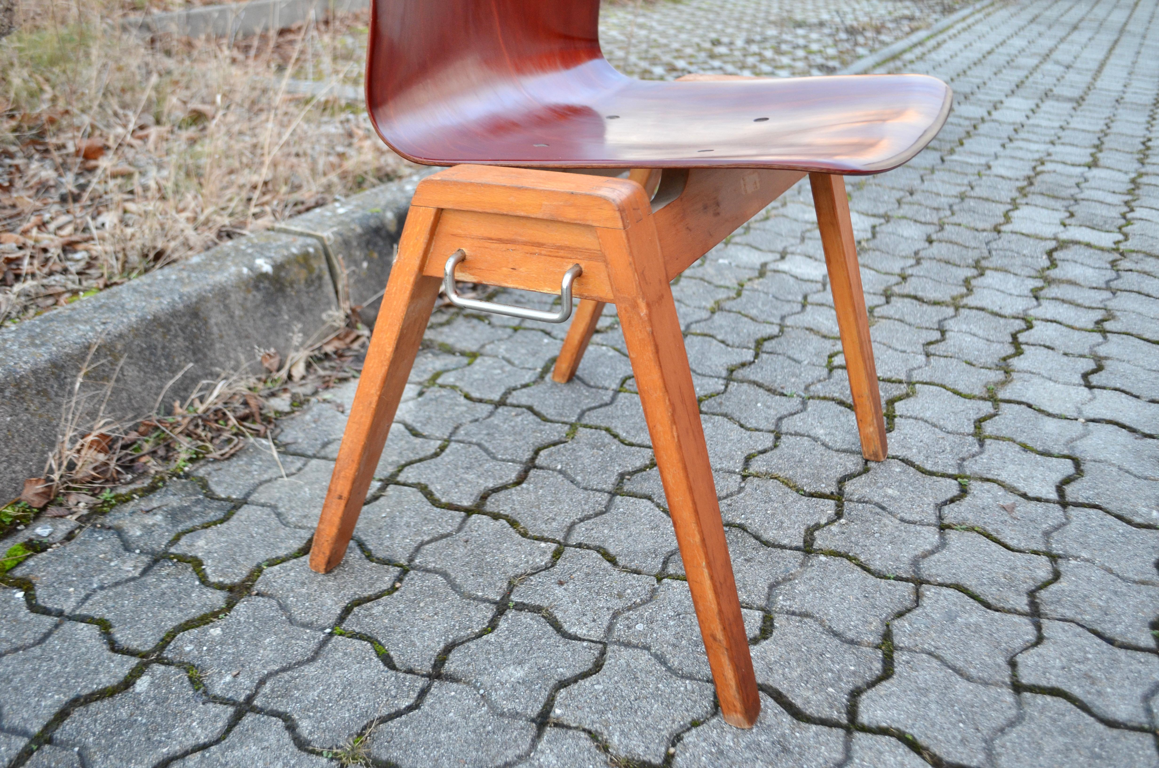 Mid-Century Bentwood Plywood Chairs Stackable by Royal Germany Set of 4 For Sale 4