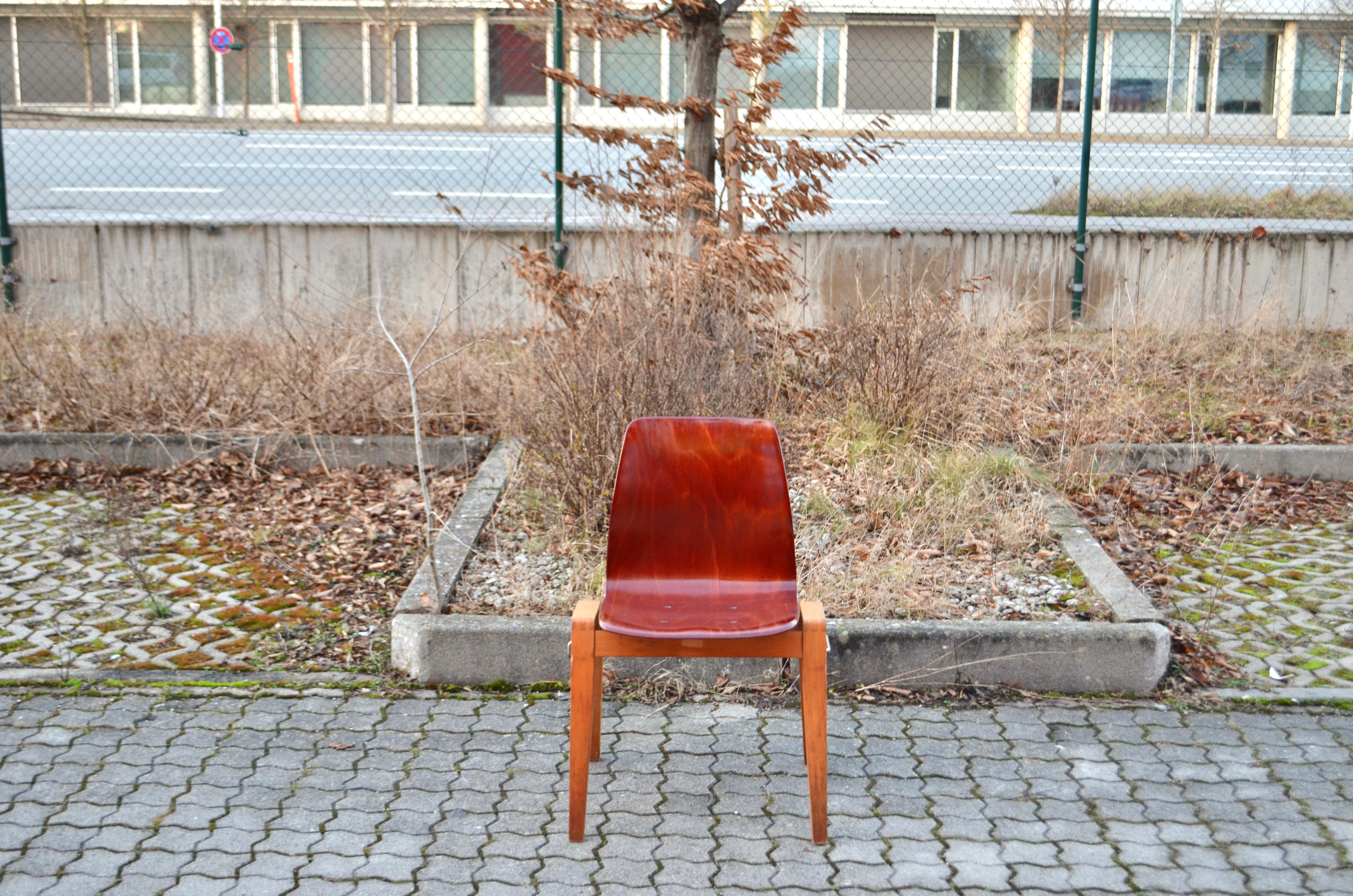 Mid-Century Bentwood Plywood Chairs Stackable by Royal Germany Set of 4 In Good Condition For Sale In Munich, Bavaria