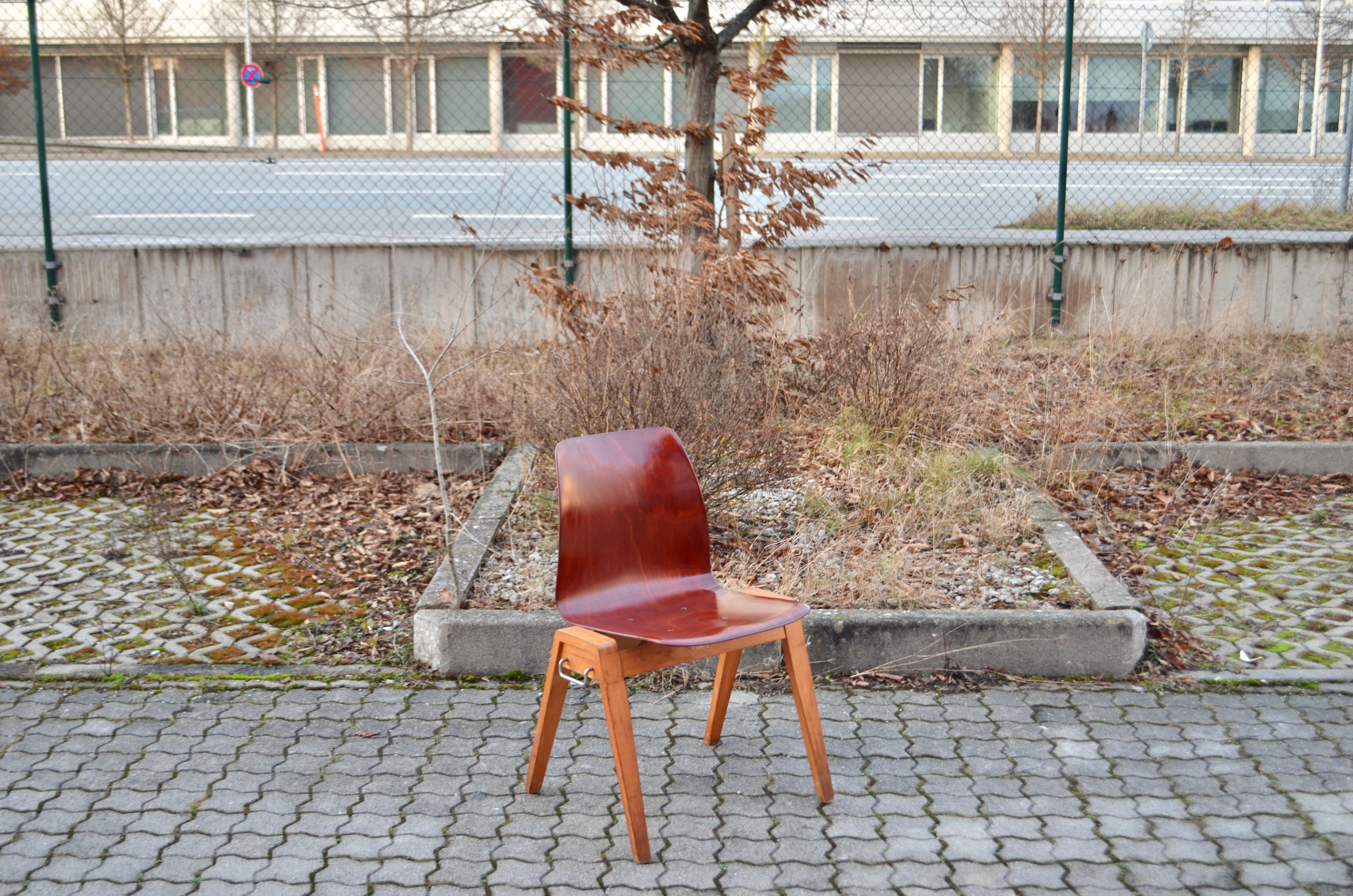 20th Century Mid-Century Bentwood Plywood Chairs Stackable by Royal Germany Set of 4 For Sale