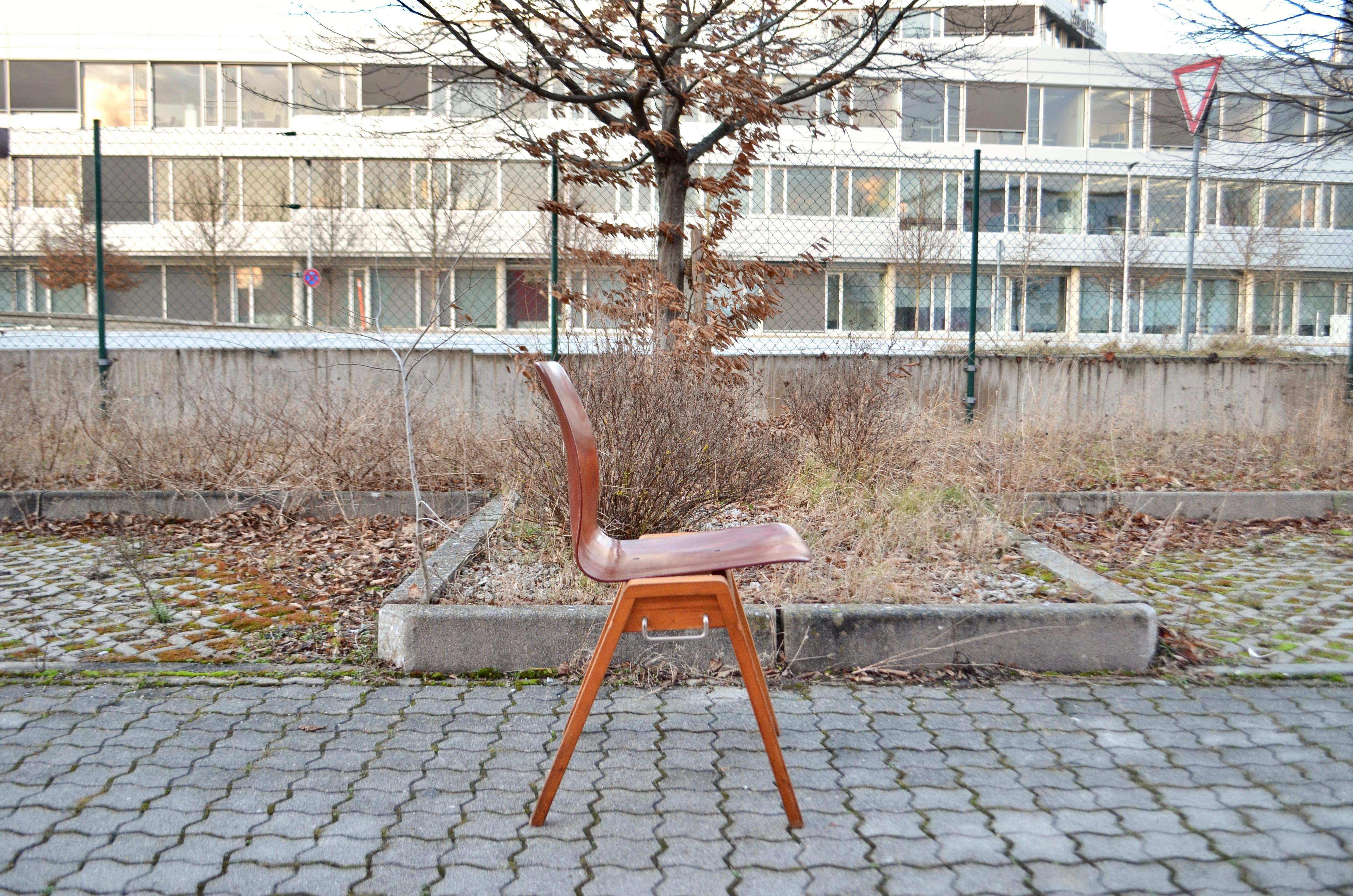 Beech Mid-Century Bentwood Plywood Chairs Stackable by Royal Germany Set of 4 For Sale