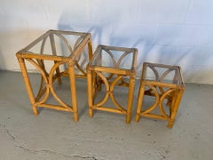 Midcentury Bentwood Rattan Nesting Tables