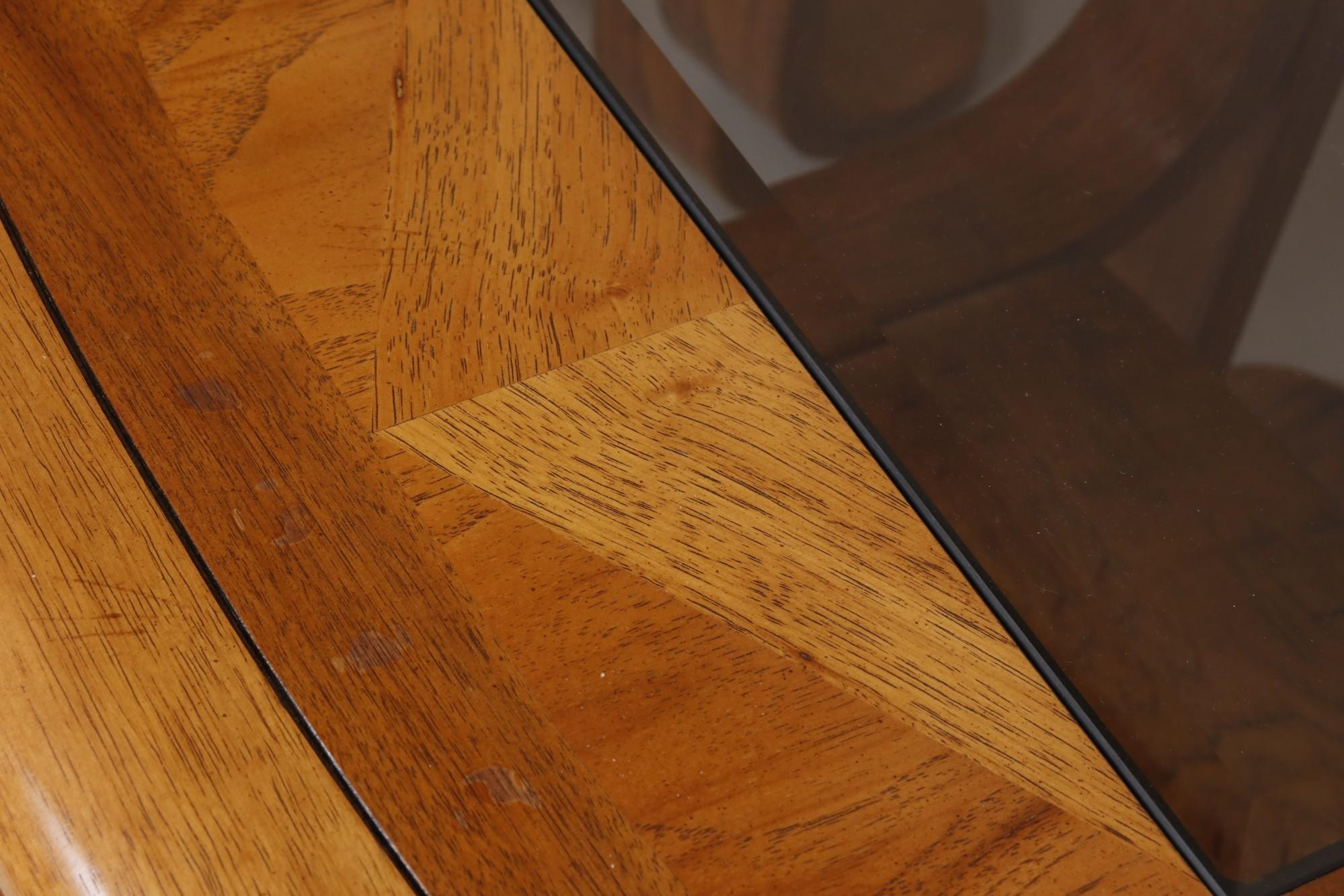 Glass Mid-Century Bentwood Side Tables, a Pair For Sale
