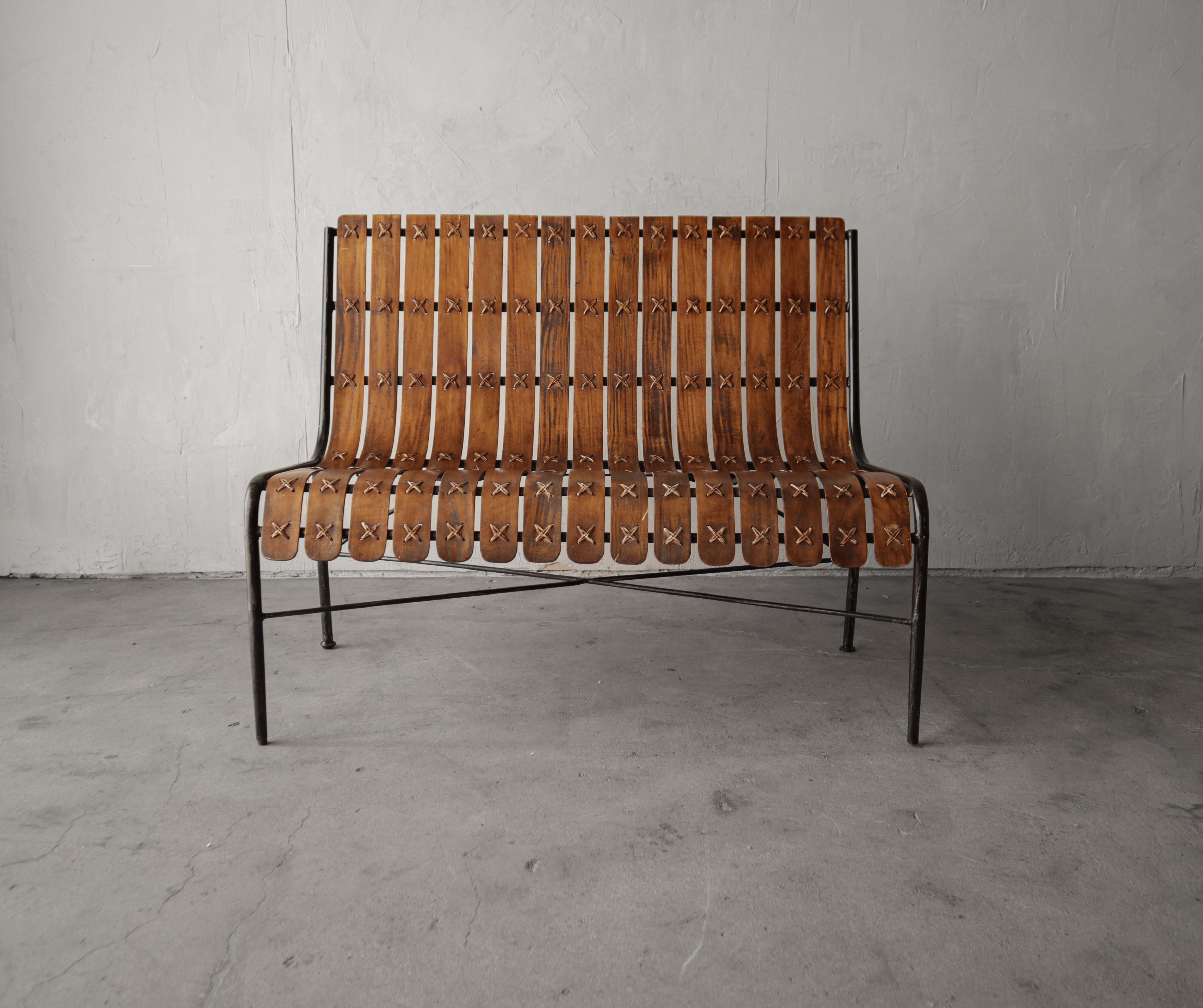 Mid-Century Modern Mid Century Bentwood Slat Bench For Sale