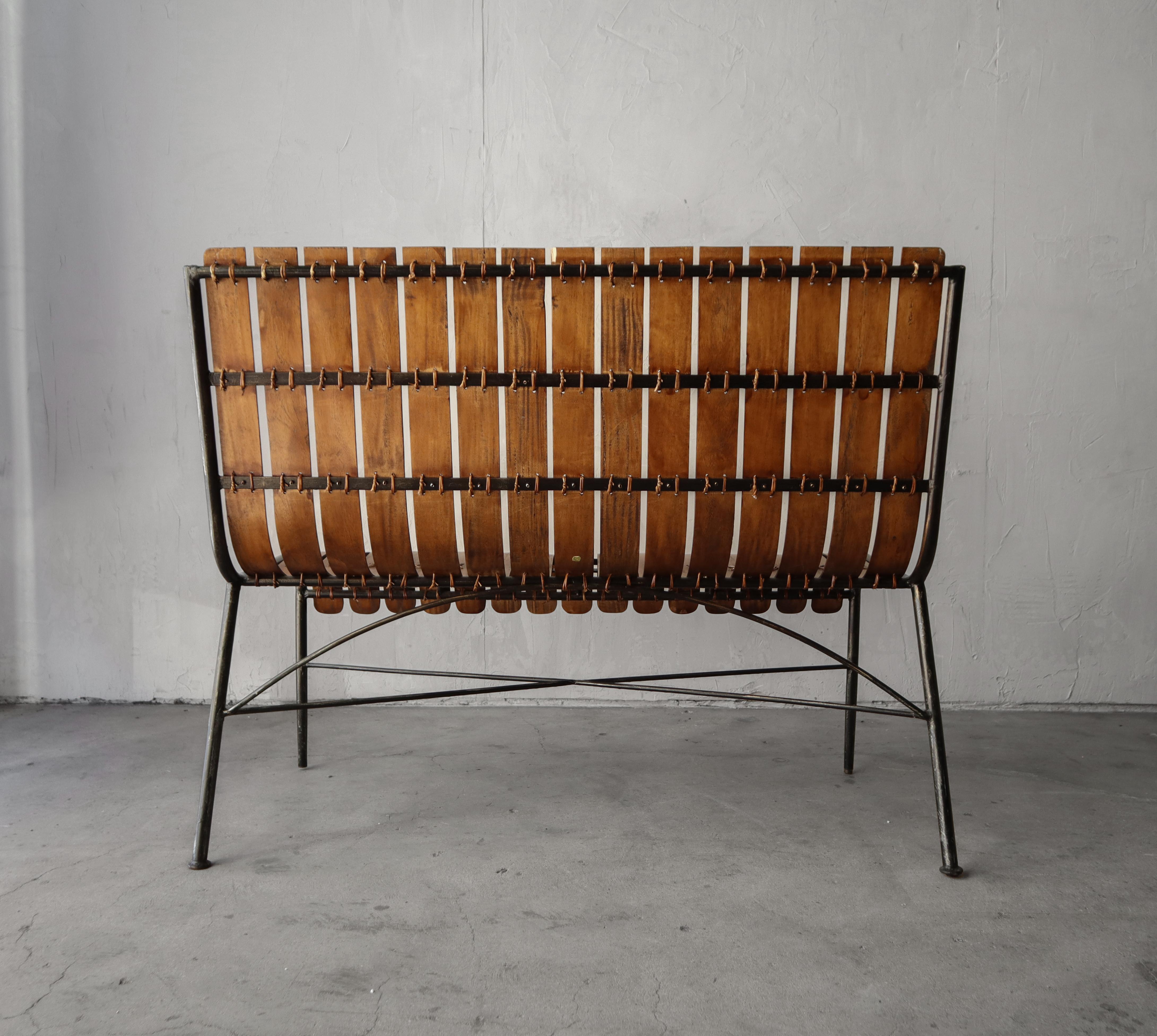 20th Century Mid Century Bentwood Slat Bench For Sale